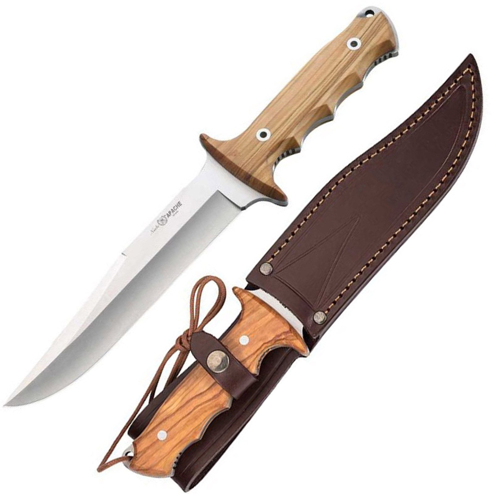 Nieto Universalmesser Bowie Messer Apache 1042 Gürtelmesser, Full Tang Outdoor Olivenholz 18 cm