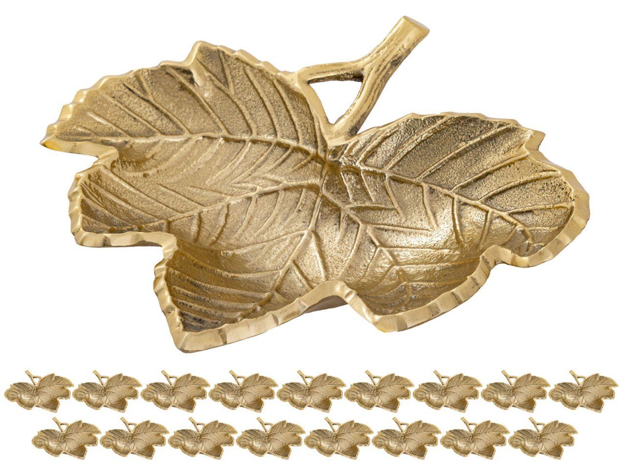 Dekoschale Dekoschale Blatt Masterbox 18-teilig Schale Aluminium Leaf gold o. si