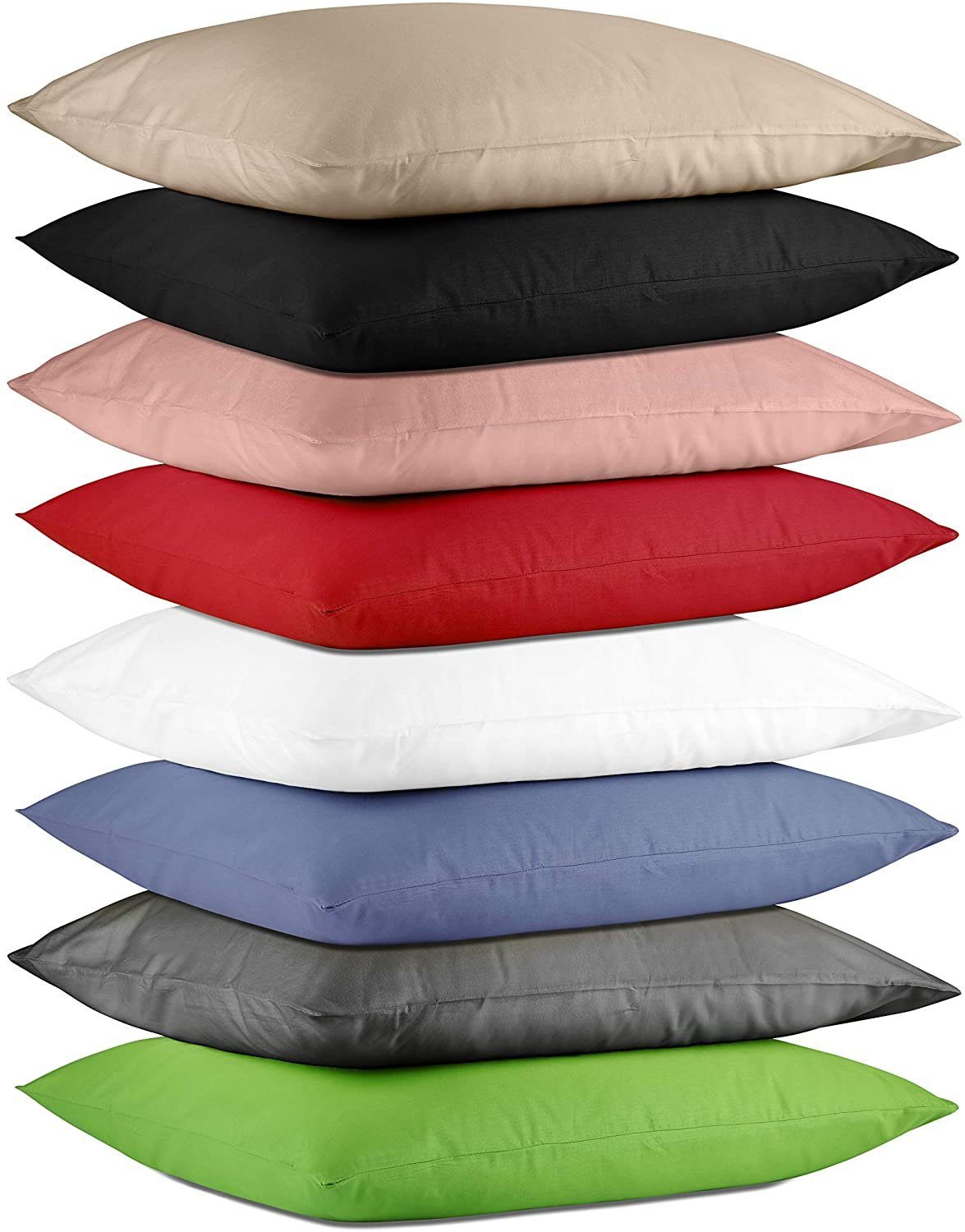 Kissenbezug 2er Set Kissenhülle Baumwolle Exklusive, Doppelpack Kissenbezüge ca. 115 g/m², Hometex Premium Textiles (2 Stück), mit verdecktem Reißverschluss Grün