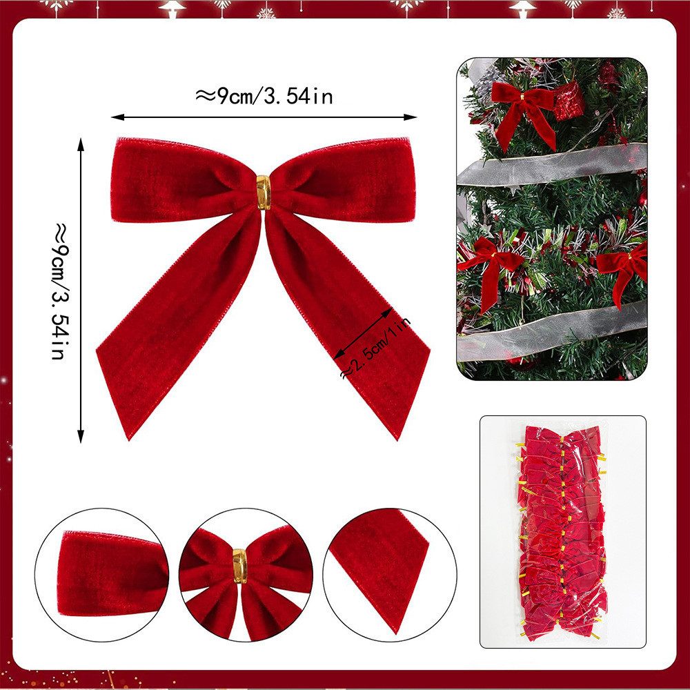 CLTYQ Weihnachtsbaumschleife 24 Samtschleifen für Weihnachtsbaum, Girlande, Zaun, Haustür (24-tlg), Perfekt, um Ihrer Weihnachtsdeko einen eleganten Akzent zu v – Bild 2 von 5