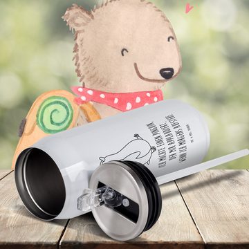Mr. & Mrs. Panda Isolierflasche Pinguin marschieren - Weiß - Geschenk, Getränkedose, stolz, Bruder, s, klappbares Mundstück