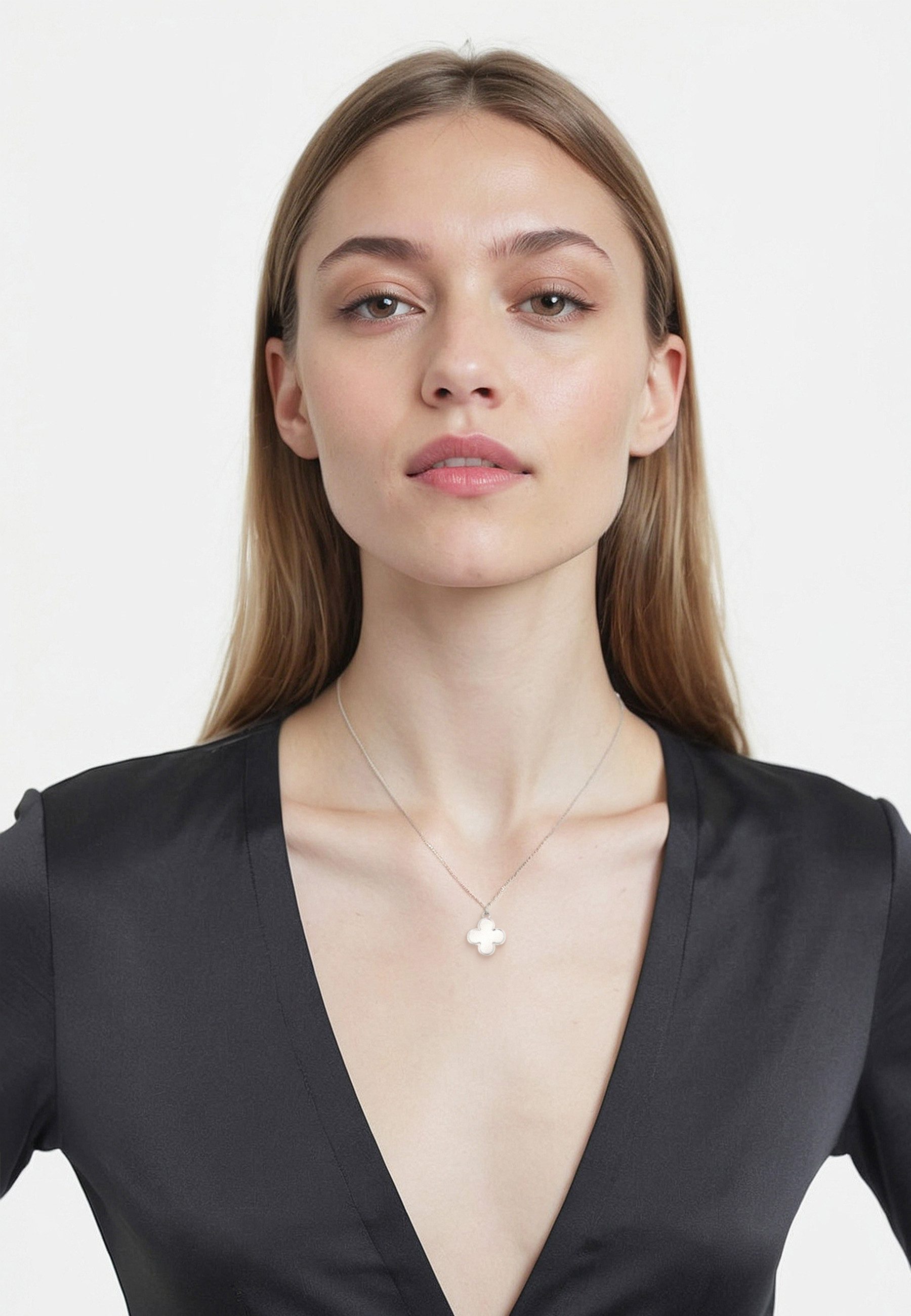 Sofia Milani Kette mit Anhänger Blume Emaille, 925 Silber Damen Schmuck - N0836
