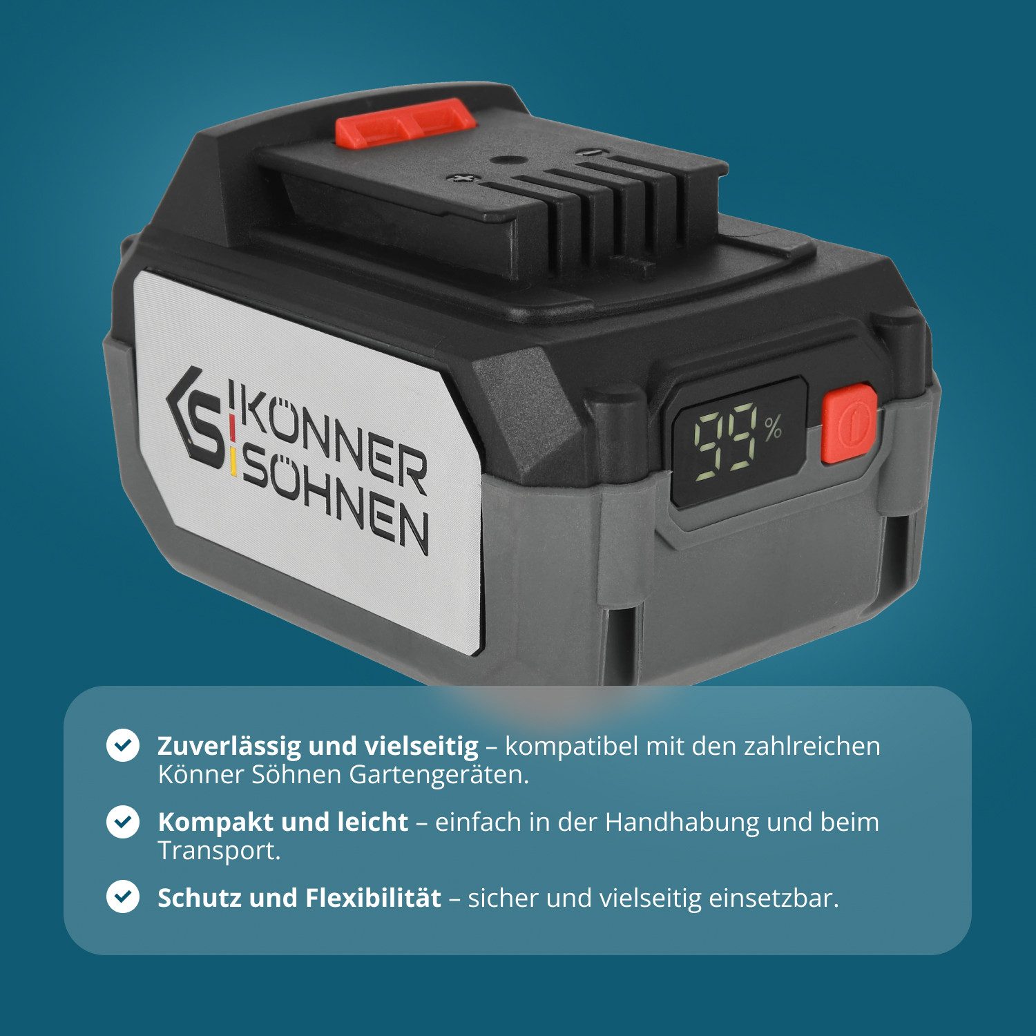 Könner & Söhnen KS 20V4-1-KIT Akku (1 St), LED-Ladeanzeige, Mehrstufiger Schutz, Wartungsfrei