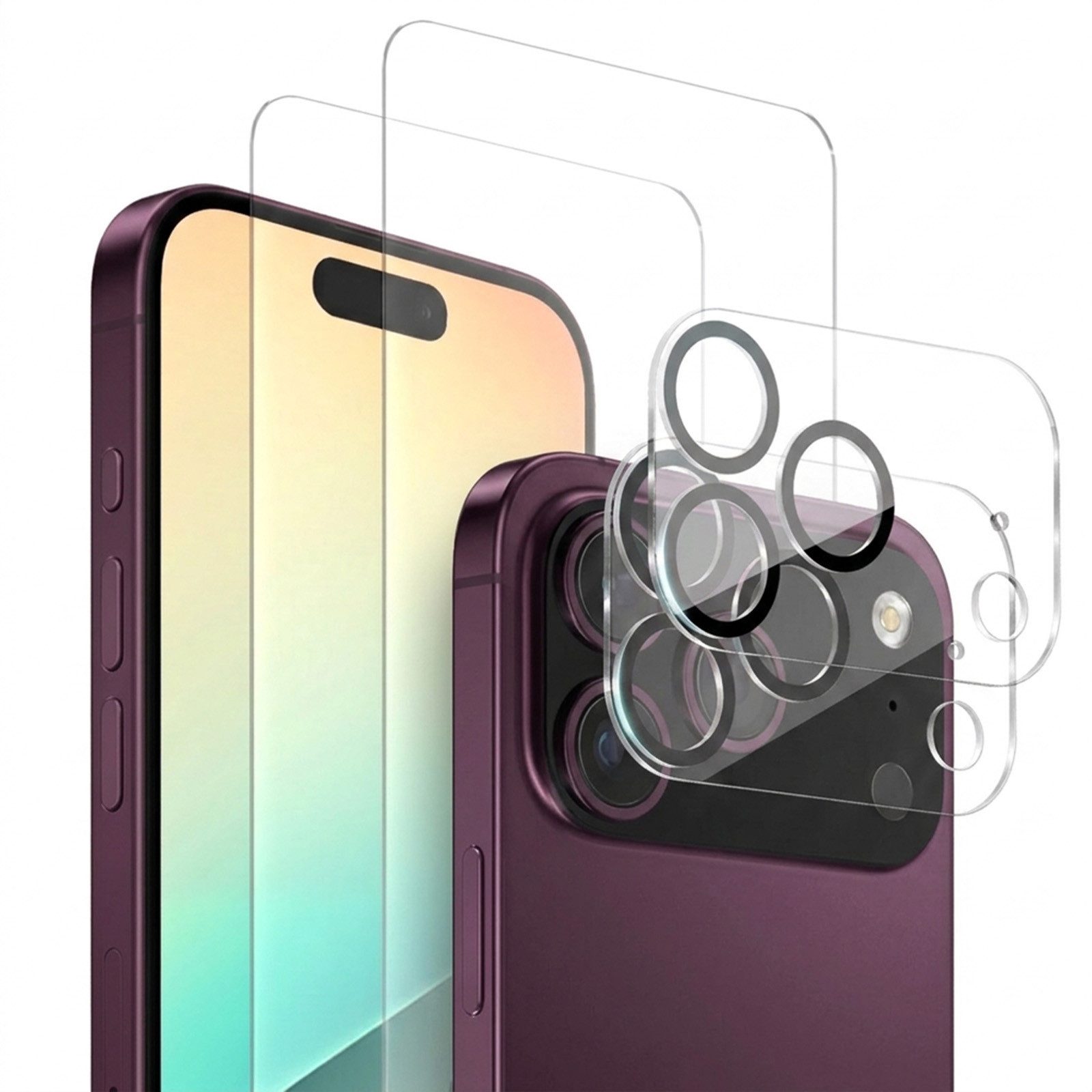 Tec-Expert Displayschutzglas 2x 9H Kamera und Displayglas für Apple iPhone 18 Pro Max für Apple iPhone 18 Pro Max, Kamera + Display Schutzglas, 4 Stück, Kameraschutz, Displayschutz, Schutzglas, kratz- und stoßfest