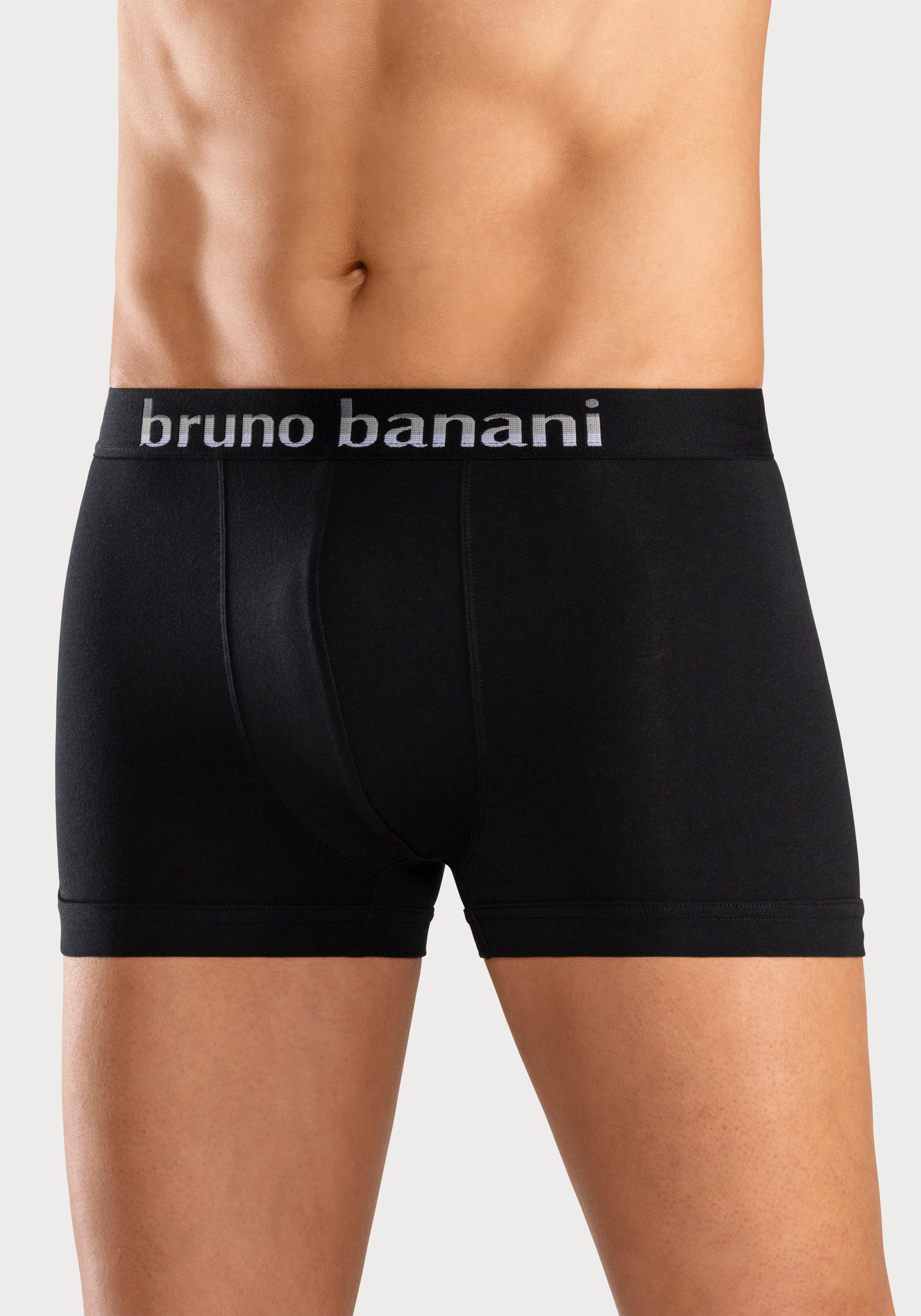 Bruno Banani Boxer (Packung, 5-St) schwarz-grau Streifen schwarz-mint, schwarz-pink, schwarz-blau, mit Logo Webbund schwarz-gelb