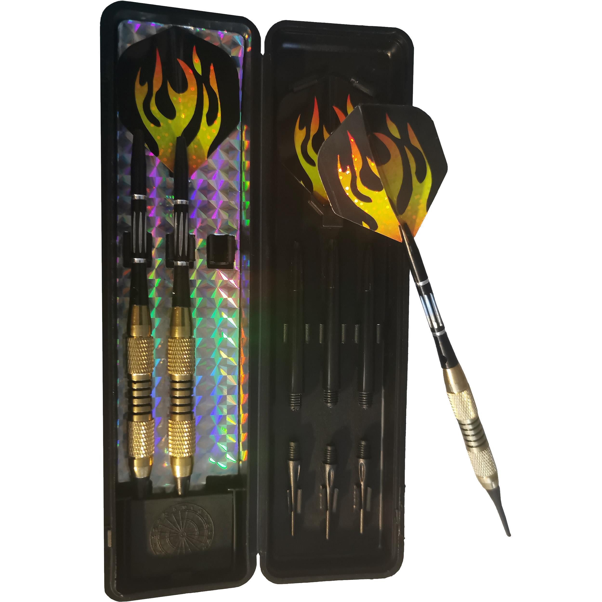 Softdarts Dart-Set Fire 3 Dart-Pfeile 16g mit Kunststoffspitze in Schatulle