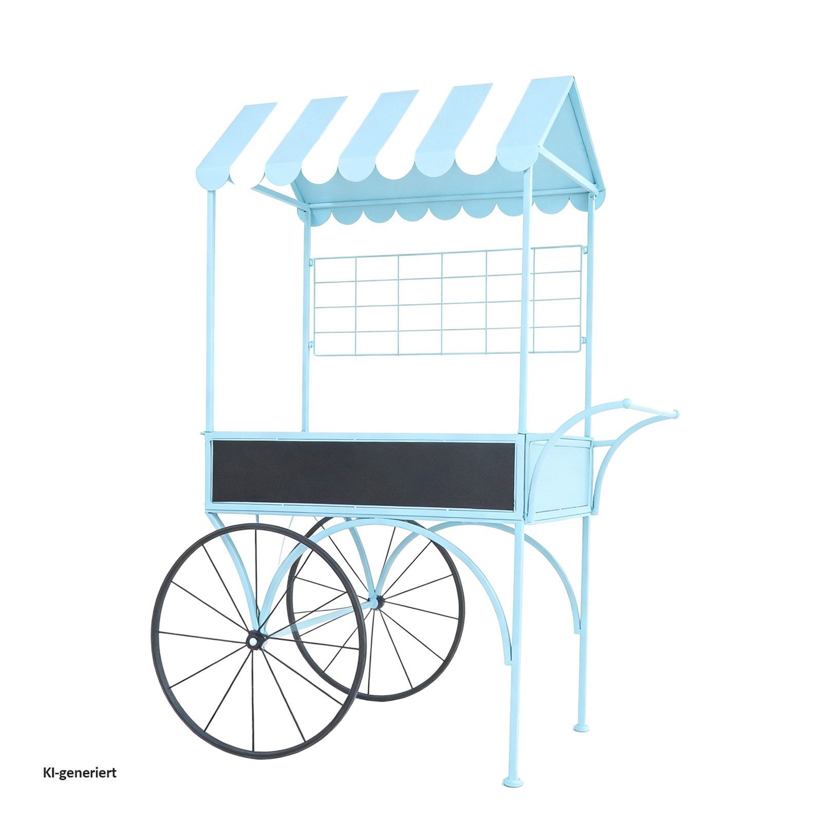 HTI-Living Gartenfigur Dekorativer Blumenwagen aus Metall blau Vintage Buffetwagen für Garten, (1 Marktwagen ohne Dekoration), Marktwagen auf Rädern