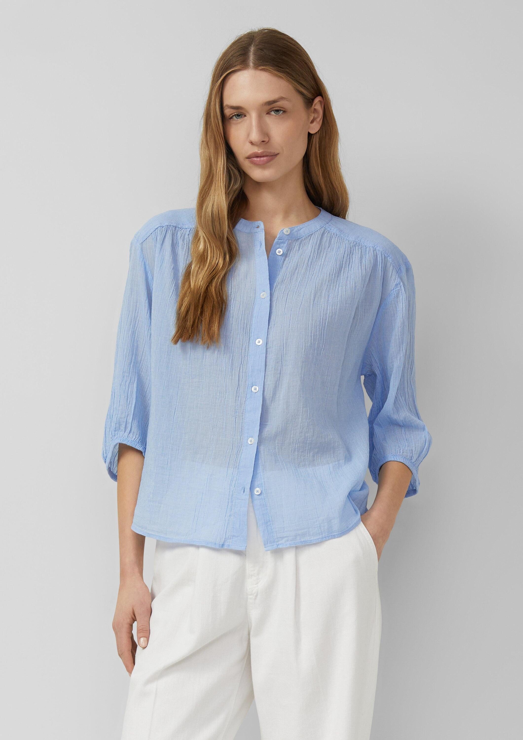 s.Oliver Kurzarmbluse Bluse Leichte Baumwollbluse mit 3/4-Ärmeln und Struktur