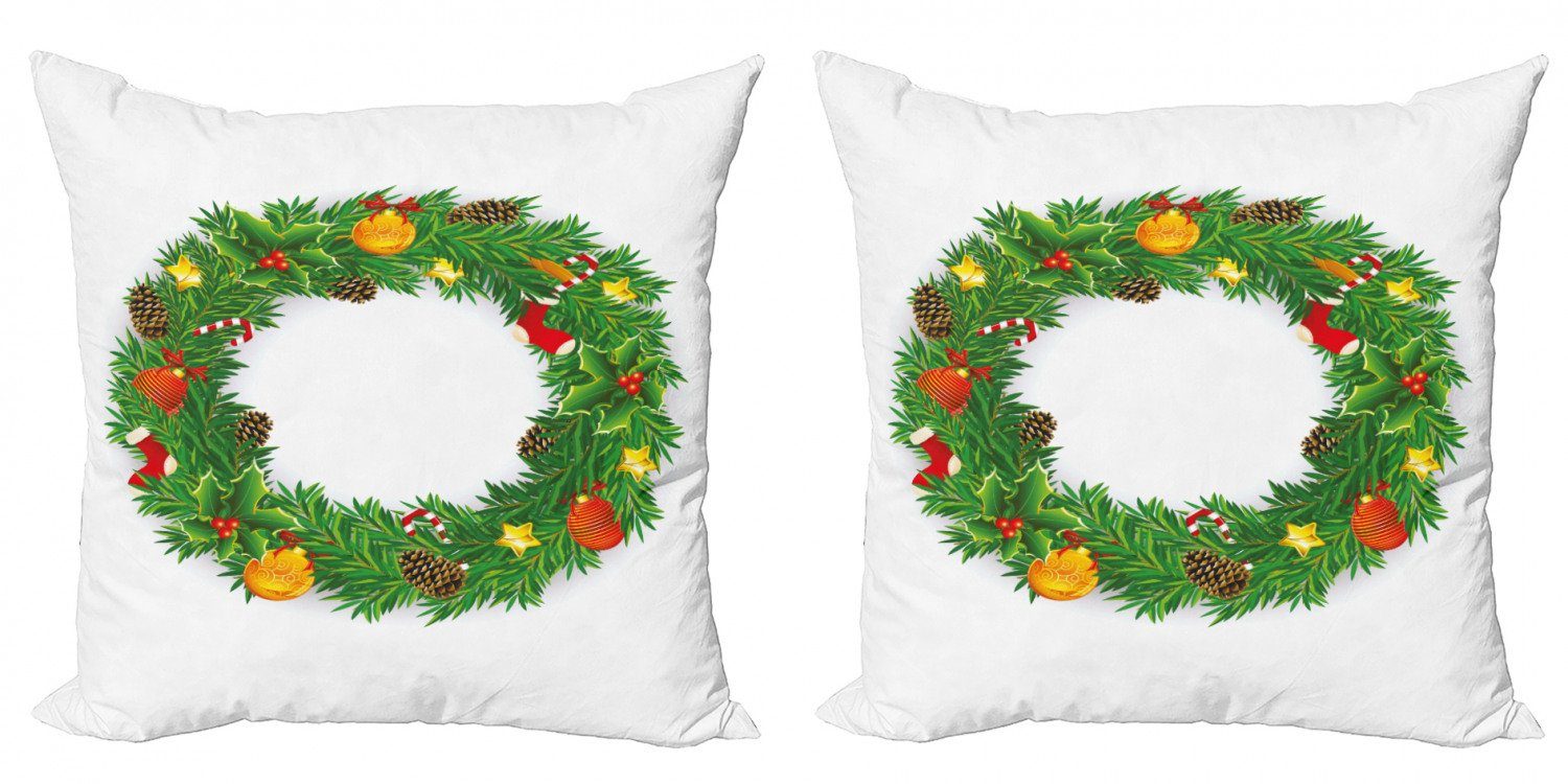 Kissenbezüge Modern Accent Doppelseitiger Stück), gekleidet Abakuhaus Digitaldruck, (2 Kranz Weihnachten