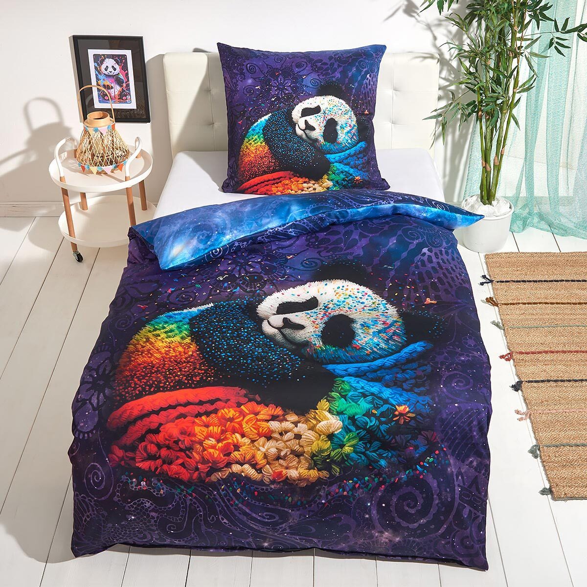 TRAUMSCHLAF Bettwäsche Panda, Mako Satin, 2 teilig, tierisches Design in einzigartiger Haptik