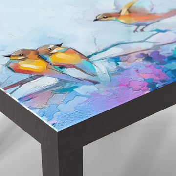 DEQORI Couchtisch 'Vier Vögel auf Ast', Glas Beistelltisch Glastisch modern