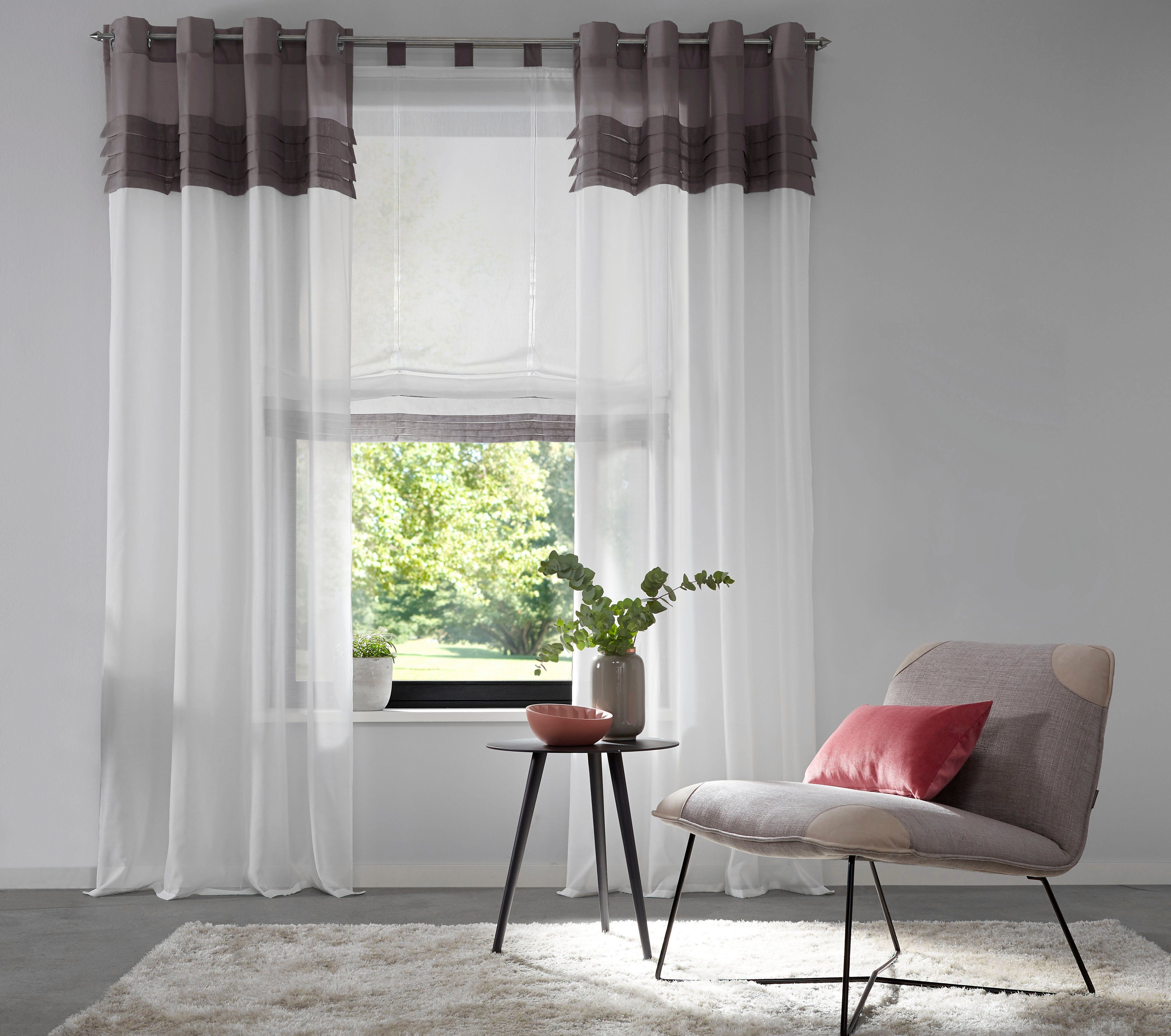 Gardine Gander, Home affaire, Ösen (2 St), halbtransparent, Vorhang, 2-er Set, Fertiggardine, halbtransparent, Faltenblende