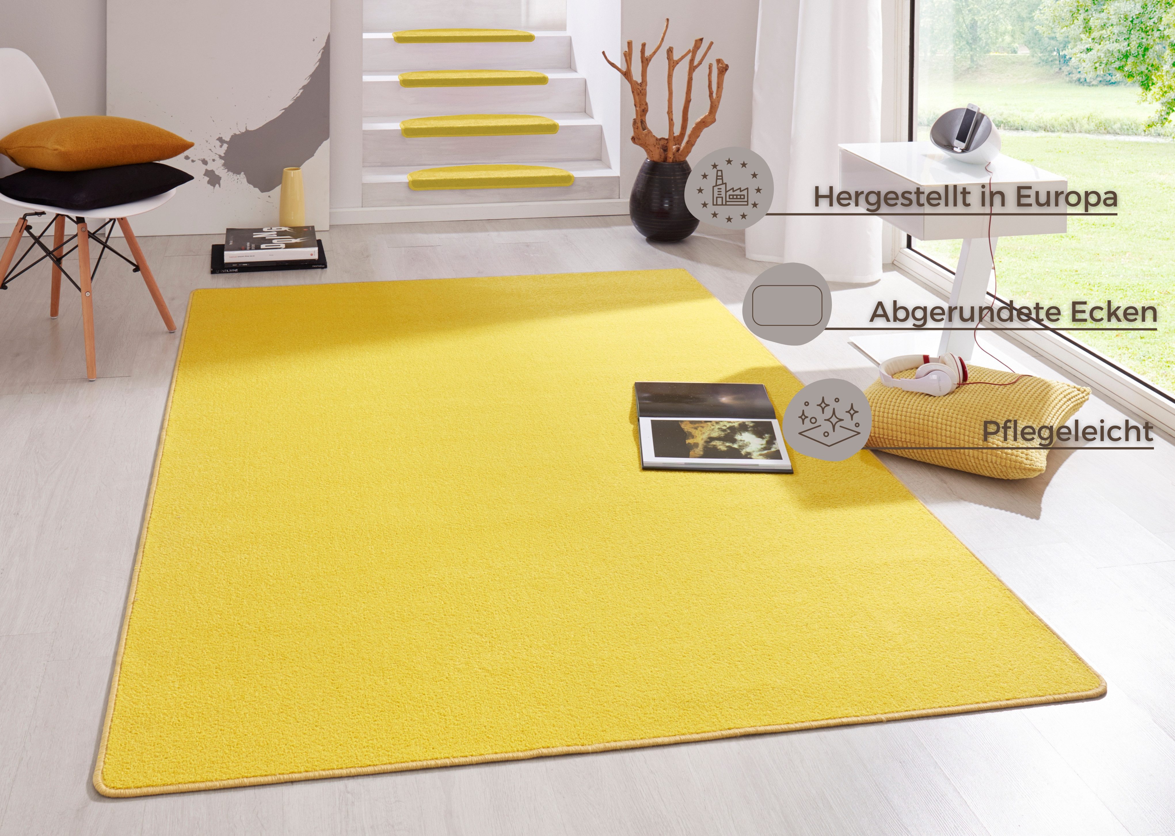 HANSE Home Teppich Fancy, rechteckig, Höhe: 7 mm, Kurzflor, Läufer, uni, gekettelt, Wohnzimmer, Schlafzimmer, Esszimmer