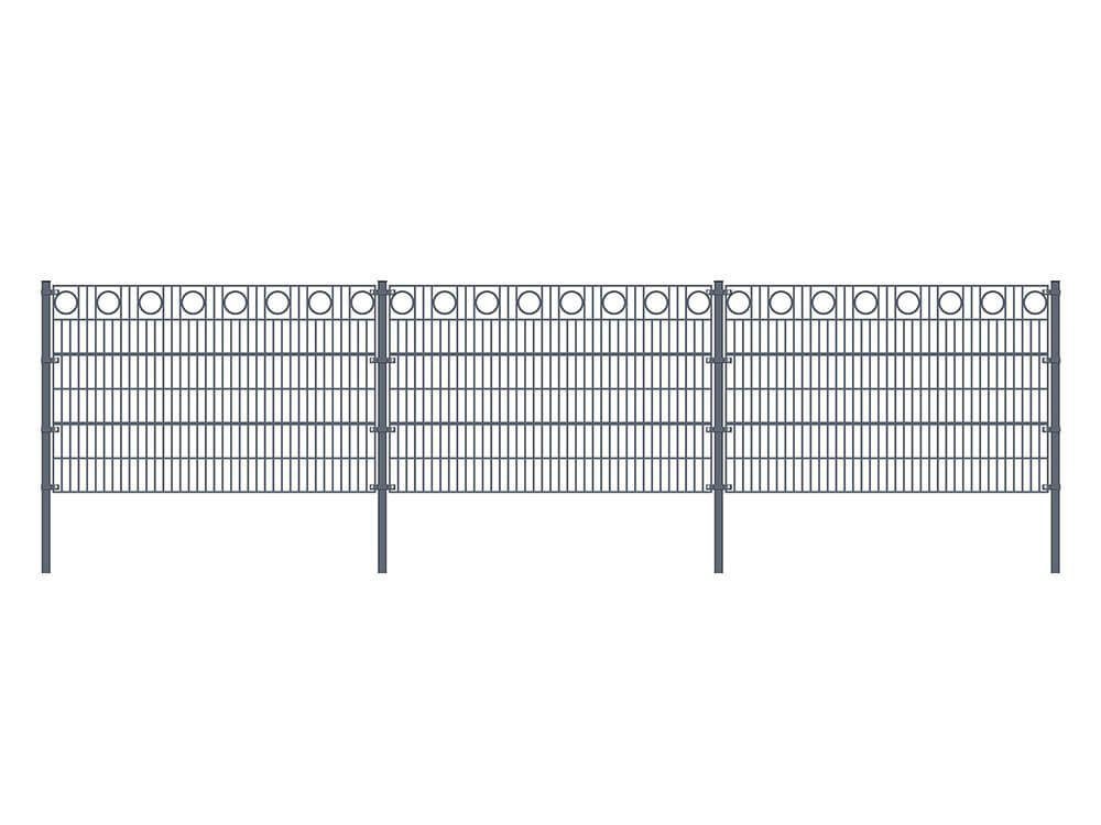 HOME DELUXE Doppelstabmattenzaun Doppelstabmattenzaun KREIS - Anthrazit, standfest und langlebig, stabil und robust