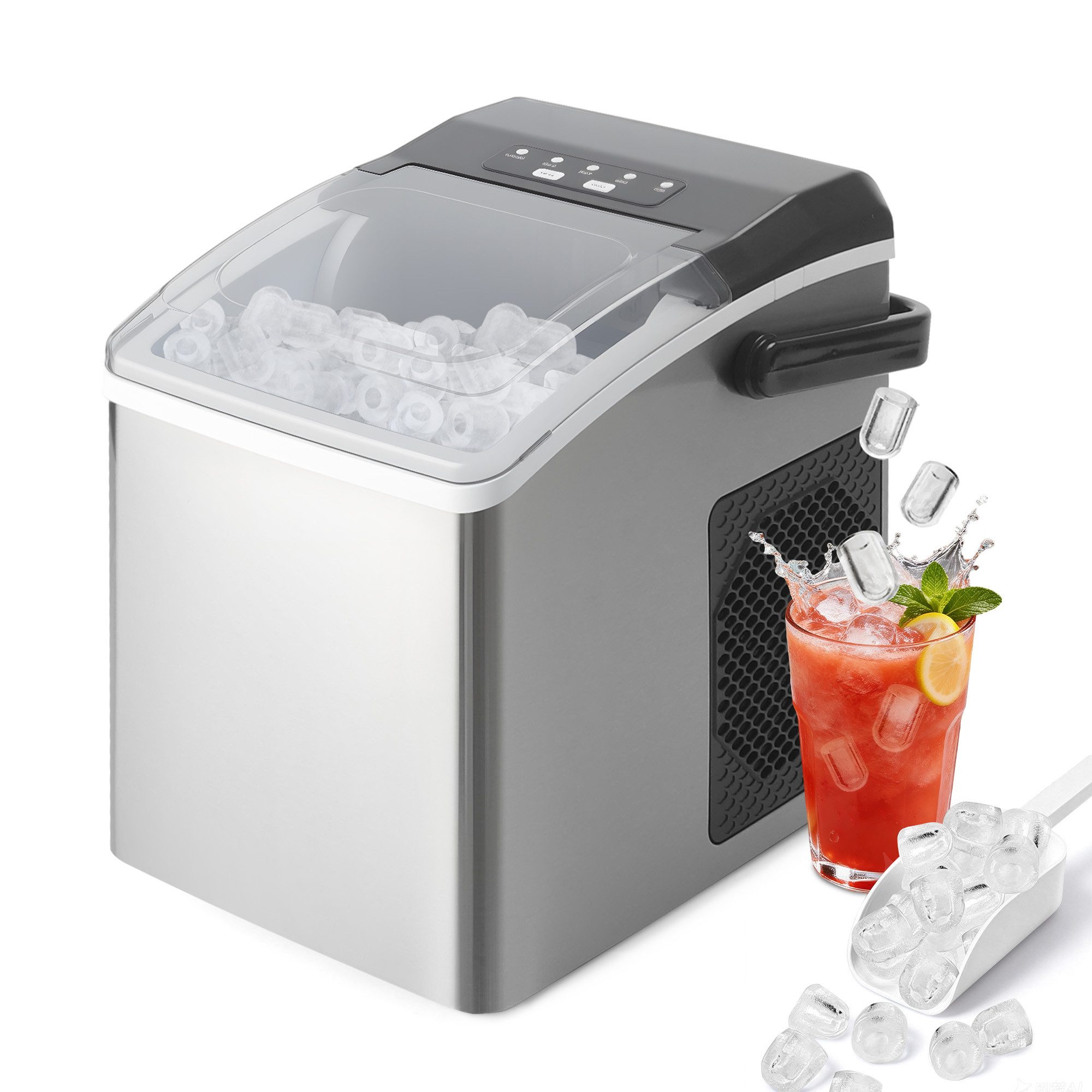 ZMH Eiswürfelmaschine Eiswürfelbereiter mit Tragbarem 2 Größen von Bullet Büro Camping Party, 1,3 Liter Eiswürfelbereiter 9 Eiswürfel in 6 Minuten 125W