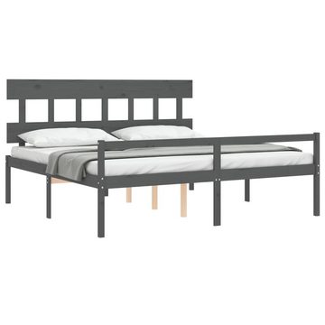 furnicato Bett Seniorenbett mit Kopfteil 200x200 cm Grau Massivholz