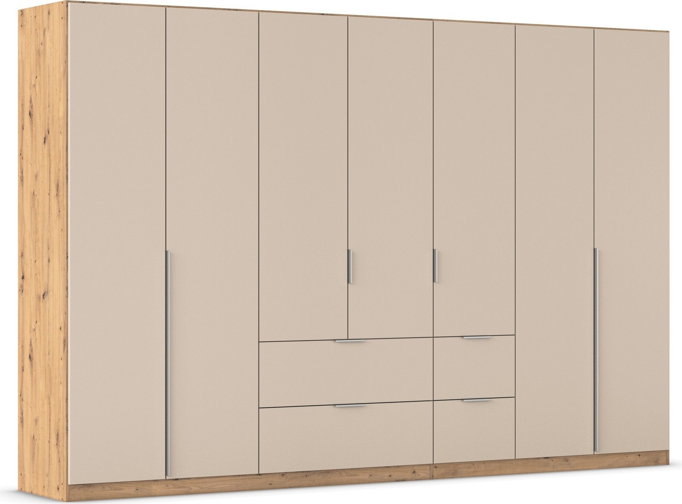 OTTO home Drehtürenschrank Kleiderschrank Schrank Garderobe AGORDO mit Dekor- oder Hochglanzfront (in zwei Griff-Farben, Breite 315 cm) mit Außenschubkästen, Serie in 7 Breiten und 2 Höhen MADE IN GERMANY