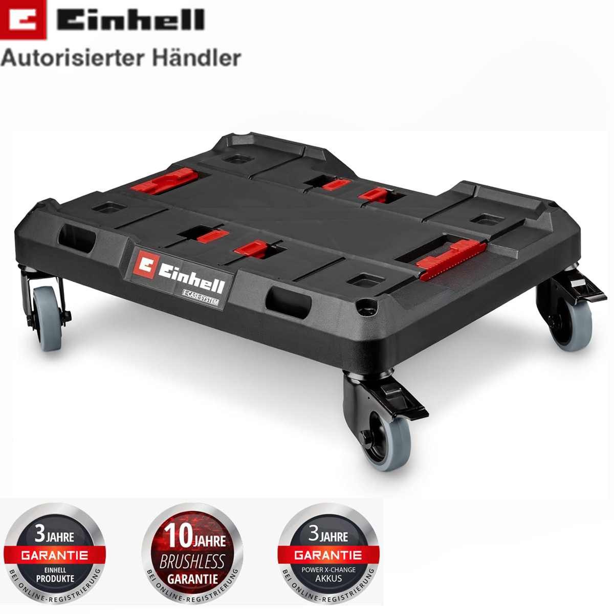 Einhell Werkzeugkoffer E-Case Rollbrett feststellbare Lenkrollen Transport von Koffern Kisten