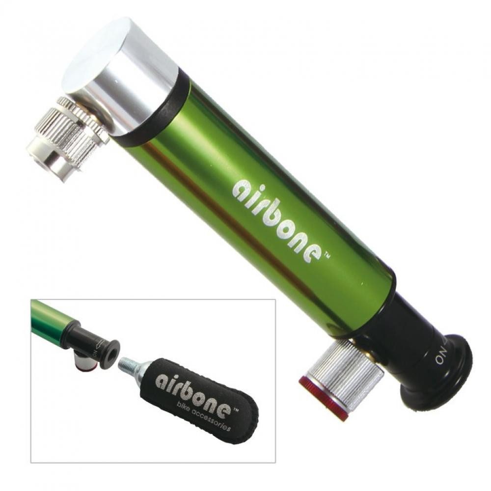 Airbone Fahrradpumpe Airbone Minipumpe ZT-724 Dual Co2 AV 130mm grün inkl Halter