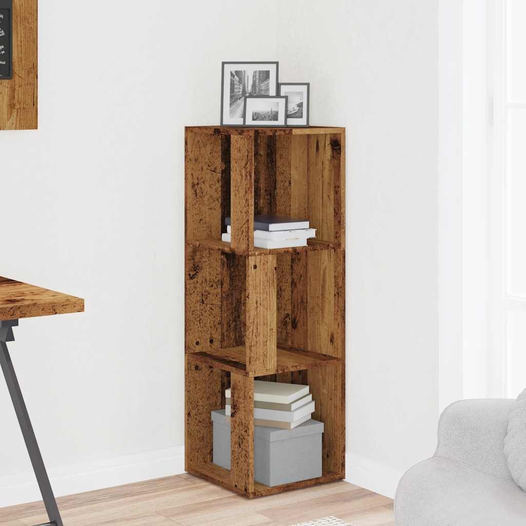 vidaXL Eckregal Eckregal Altholz-Optik 33x33x100 cm Holzwerkstoff, 1-tlg.
