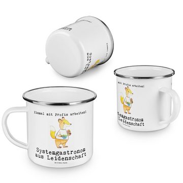 Mr. & Mrs. Panda Becher Systemgastronom Leidenschaft - Weiß - Geschenk, Camping Tasse Metall, Emaille, Korrosionsbeständig