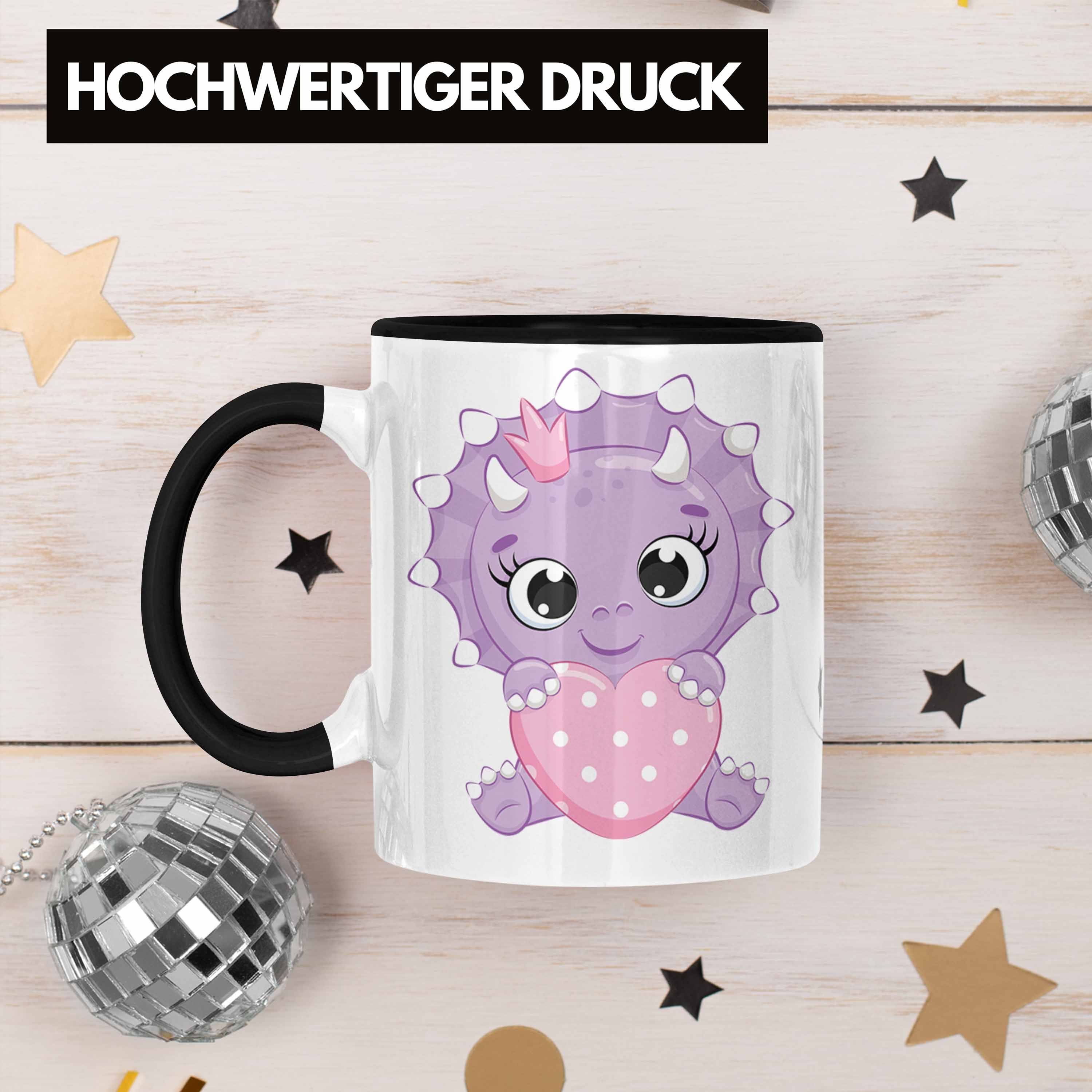 Geschenk Schwarz Dinosaurier Grafik Mädchen Tasse Tasse Trendation Lustig