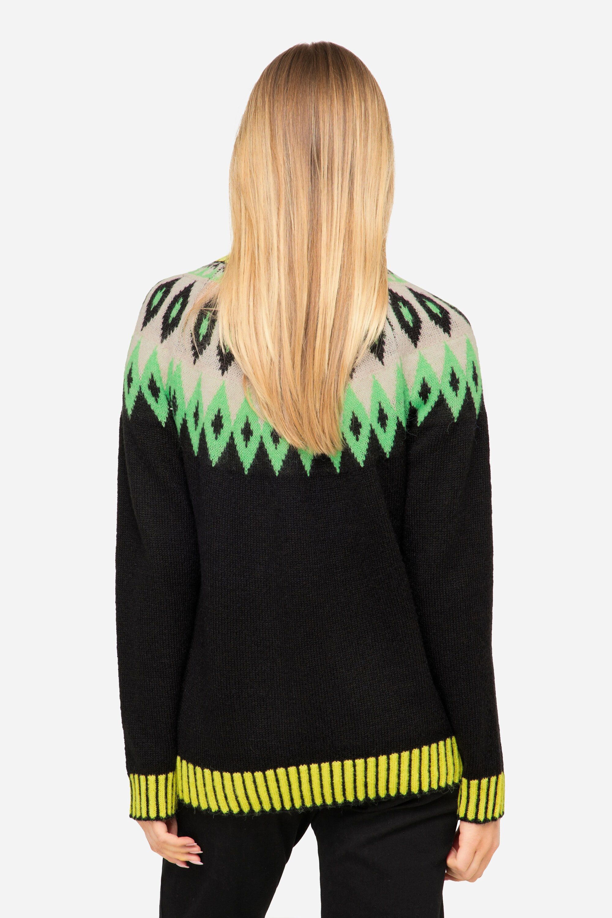 Laurasøn Strickpullover Norwegerpullover Wollanteil Stehkragen Langarm