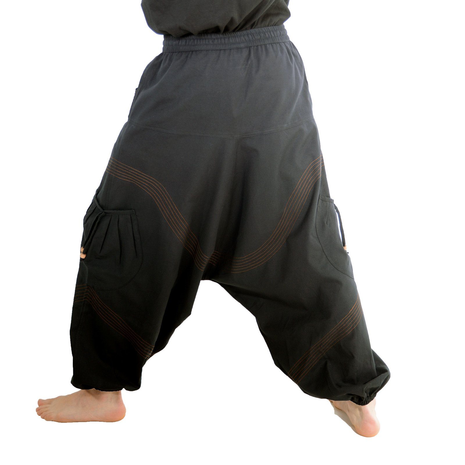 Haremshose Cargo Schwarz Baggy Haremshose UND für Goa Bequeme Pluderhose Braun / KUNST Herren/Unisex MAGIE