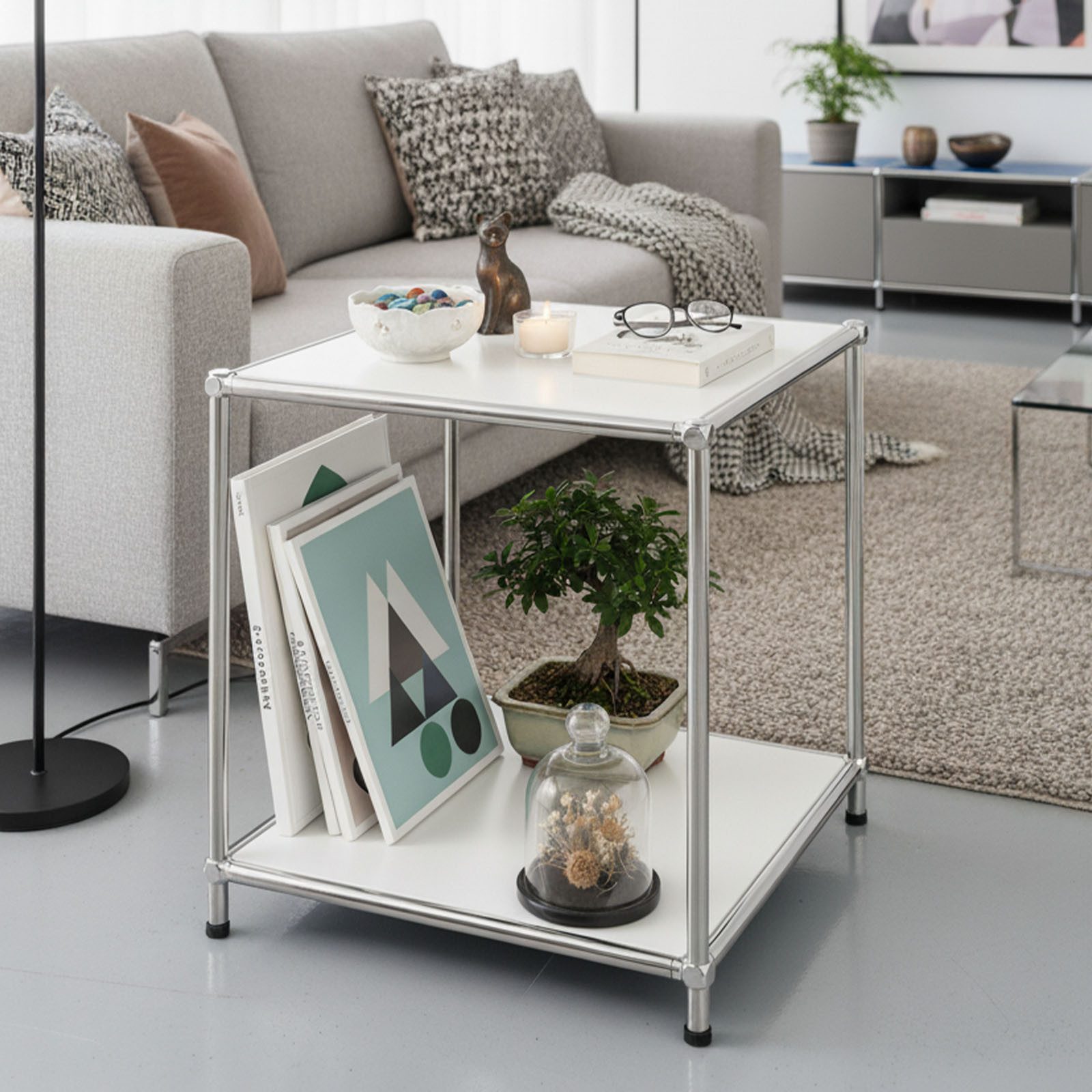 Floordirekt Standregal Concept Epure MK-012 Metallregal, B40 × T40 × H46 cm, diverse Farben, modular, Beistelltisch mit offenen Ablagen, verchromtes Metallgeste – Bild 2 von 5