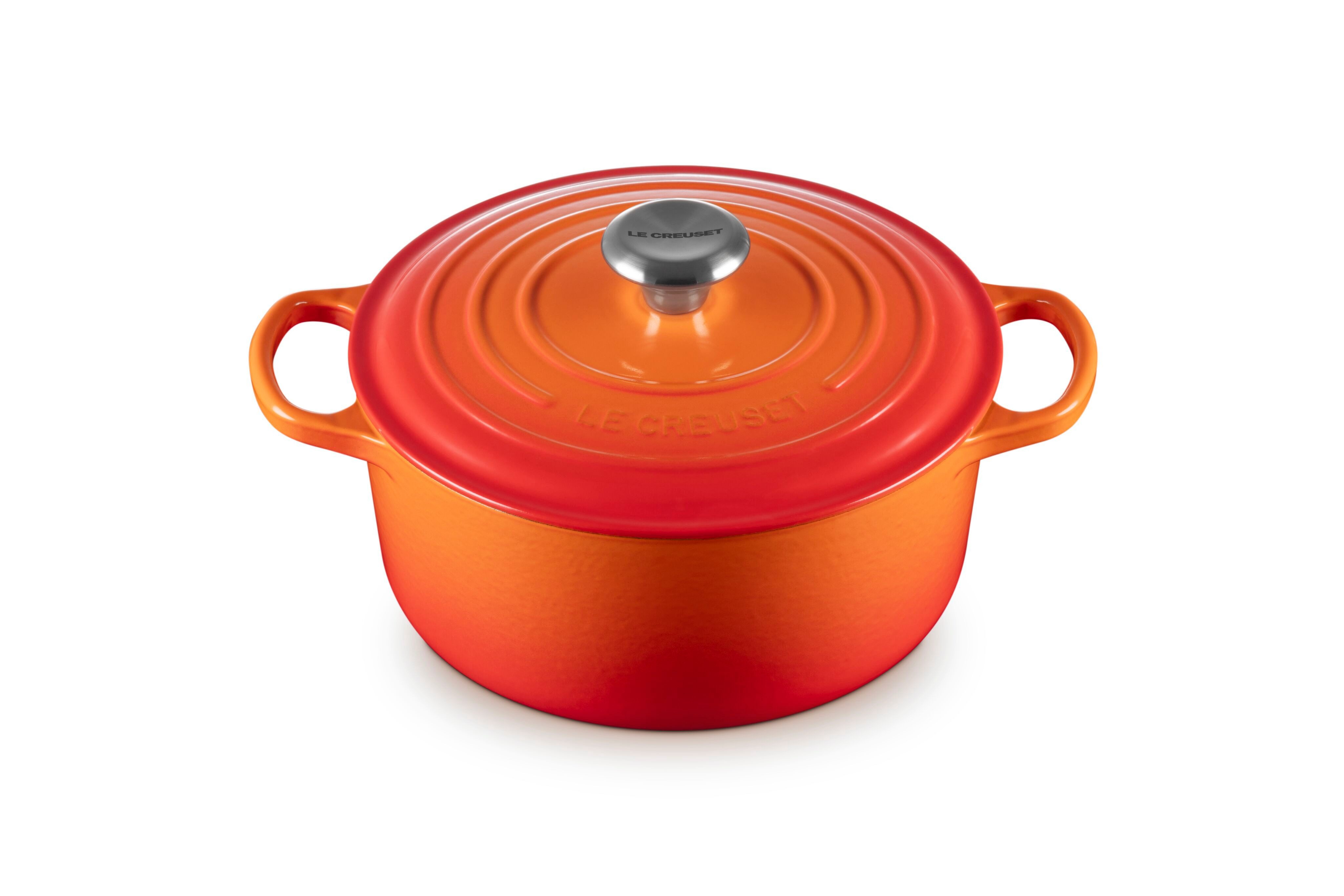 LE CREUSET Bräter Signature Gusseisen-Bräter, Gusseisen, Rund, Ø 24 cm, 3,5 l, 4,31 kg, Ofenrot, 21177240902430