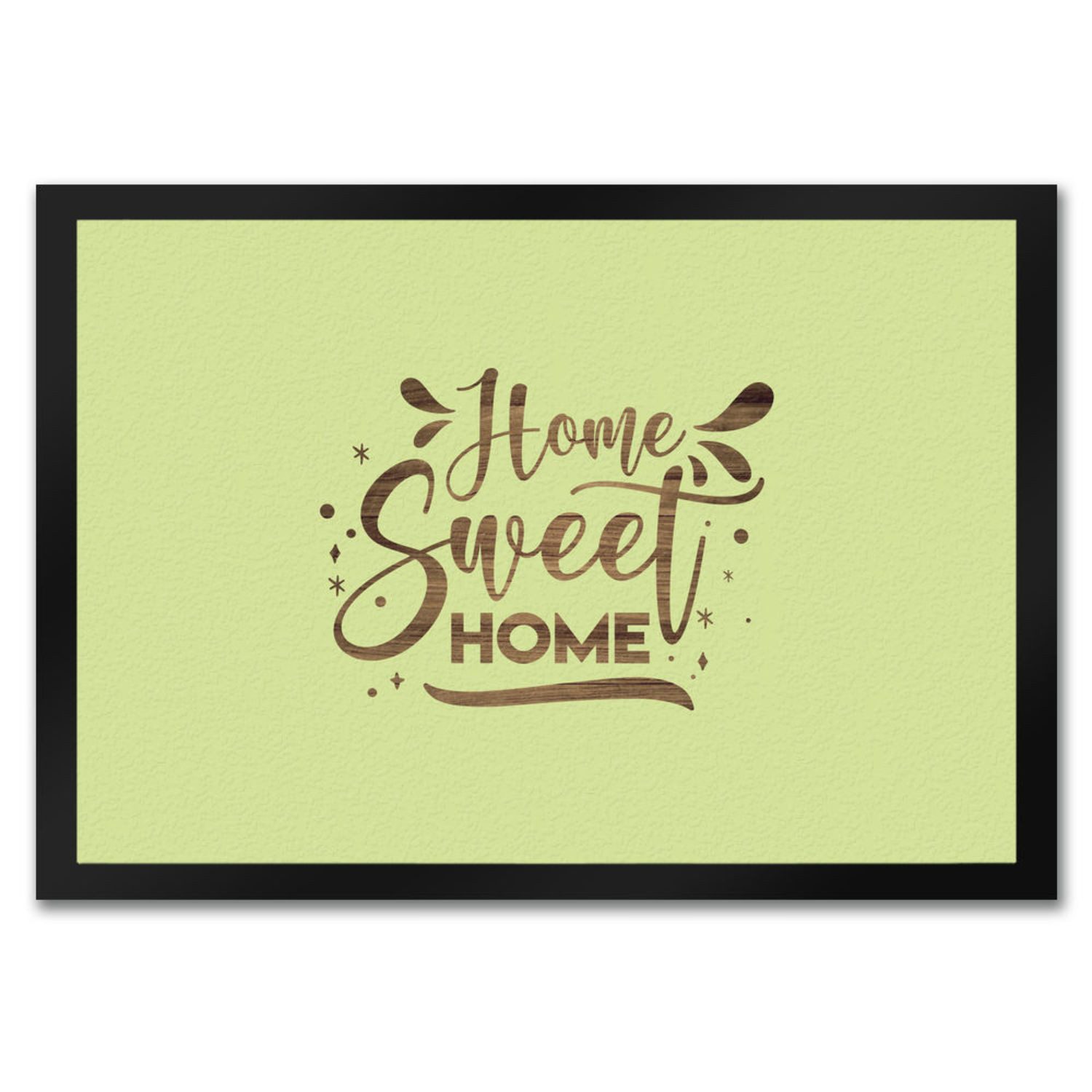 Fußmatte Home Sweet Home Fußmatte in 35x50 cm mit gelbgrünem Hintergrund