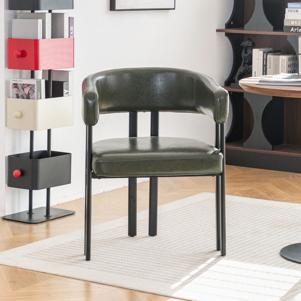 BBWL Esszimmerstuhl mit Armlehne und gebogenem Rücken, Metallrahmen, Memory Foam, Moderner Essstuhl Imitatleder, für Küche, Wohnzimmer & Restaurant