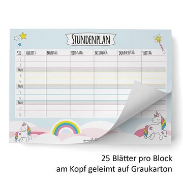younikat Schülerkalender Einhorn-Stundenplan in blau I DIN A4 Papier-Block I dv_630