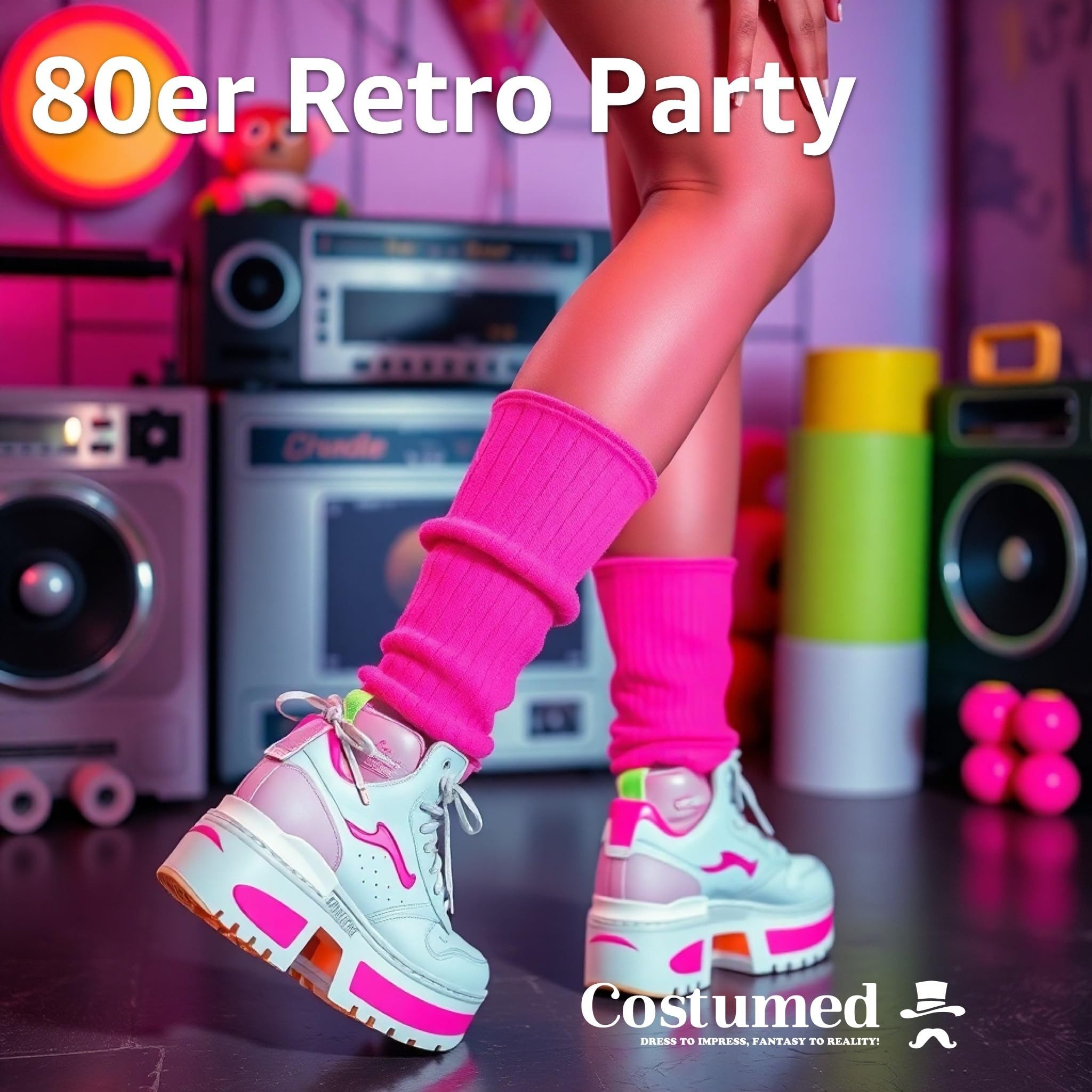 Costumed Kostüm Neonfarbene Strümpfe – Auffälliges Kostümaccessoire für Retro-Looks