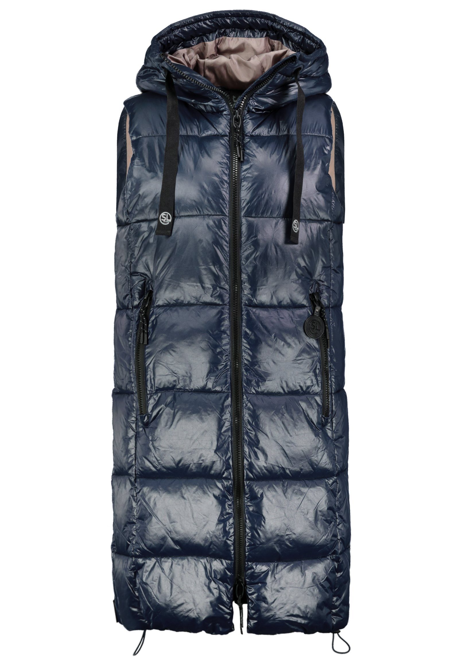 Fresh Made Steppweste Lange Stepp weste Kapuze Übergangs Herbst Frühlings Weste Windbreaker