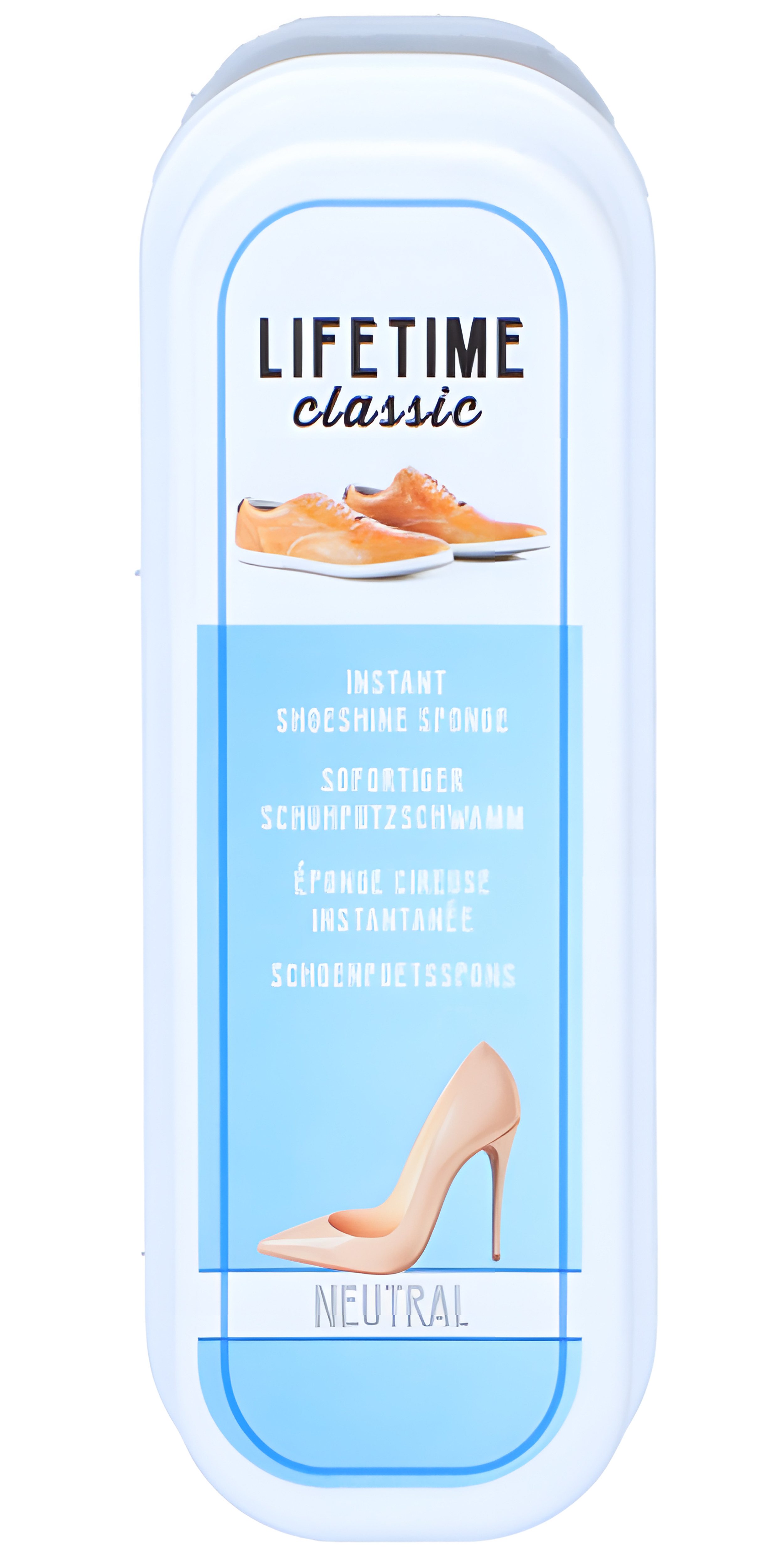 Lifetime Reinigungsschwamm SCHUHPOLIER-Schwamm mit Behälter selbstglänzender 55 (Neutral), Schuhputzschwamm Schuhschwamm Glanz Schuhpflege Schuhe