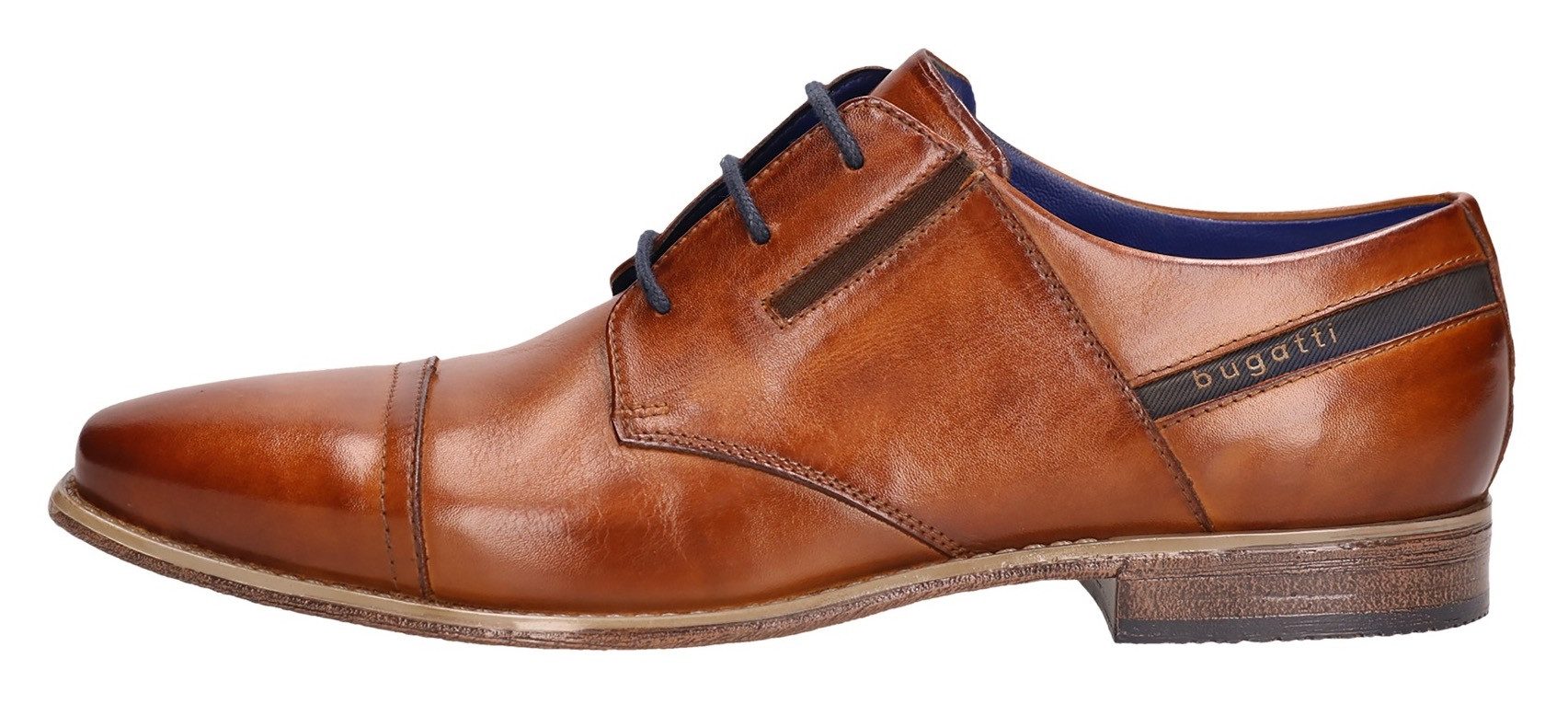 bugatti Schnürschuh, Blockabsatz, Abendschuh, Festtagsschuh mit Stretcheinsätzen