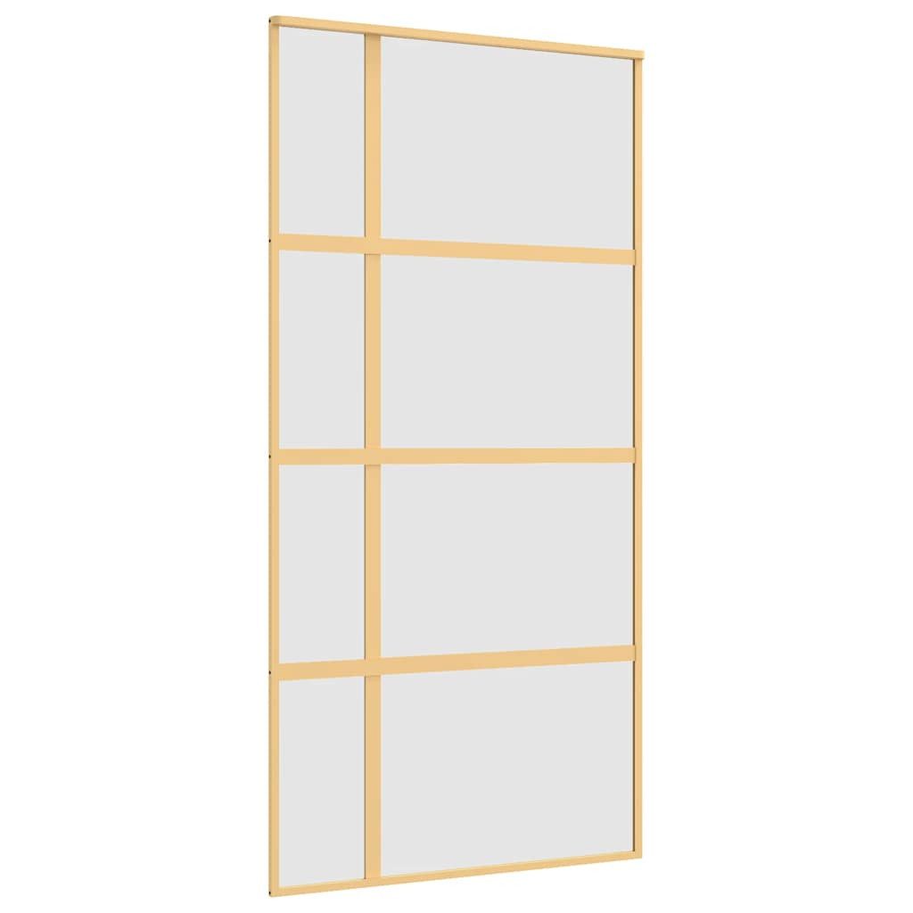 vidaXL Haustür Schiebetür Golden 102,5x205 cm Matt ESG-Glas und Aluminium (1-St)