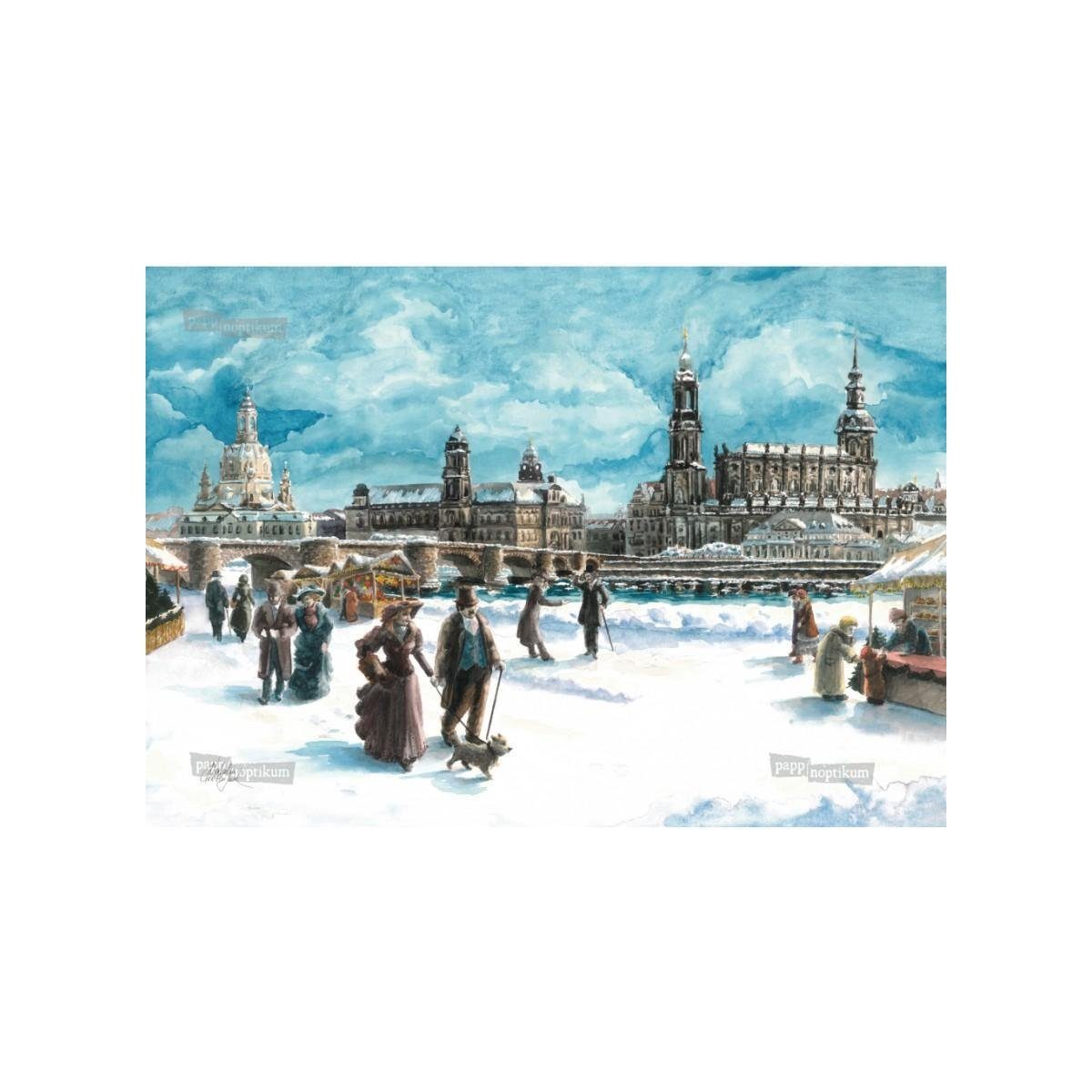 pappnoptikum Grußkarte 1040 - Dresden - Blick zur Augustusbrücke (Klappkarte)