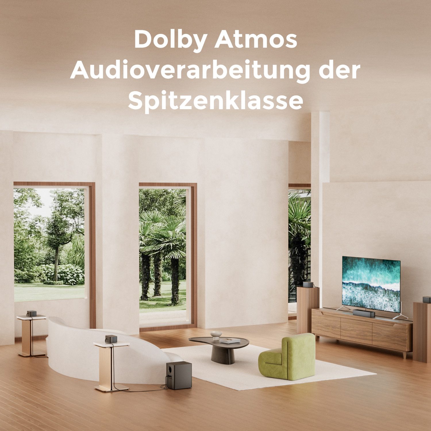 Ultimea Poseidon D80 Boom 7.1 Soundsystem Dolby Atmos (HDMI, Bluetooth, 500 W, 4 Surround-Lautsprecher + 6,5" Subwoofer (33 % mehr Bass)