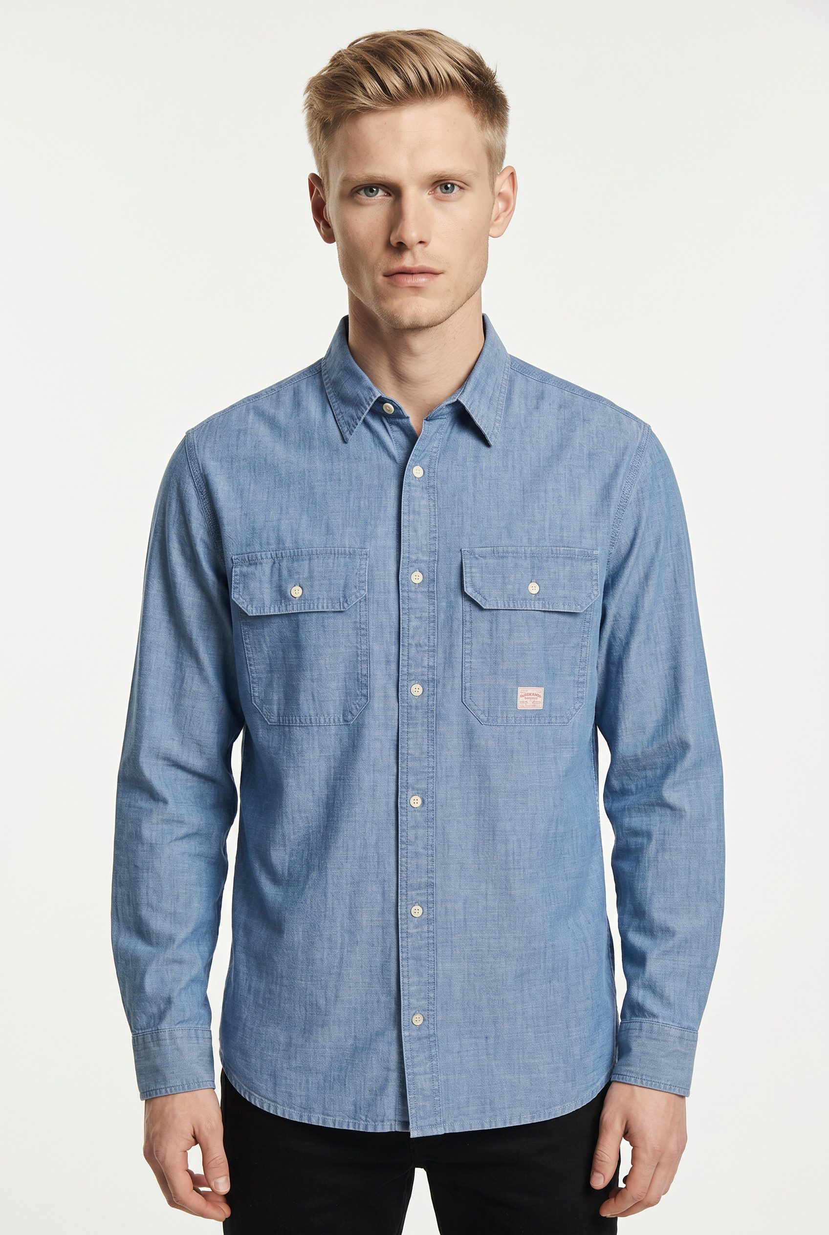 Jack & Jones Langarmhemd JPRBLUHARRY CHAMBRAY L/S SHIRT