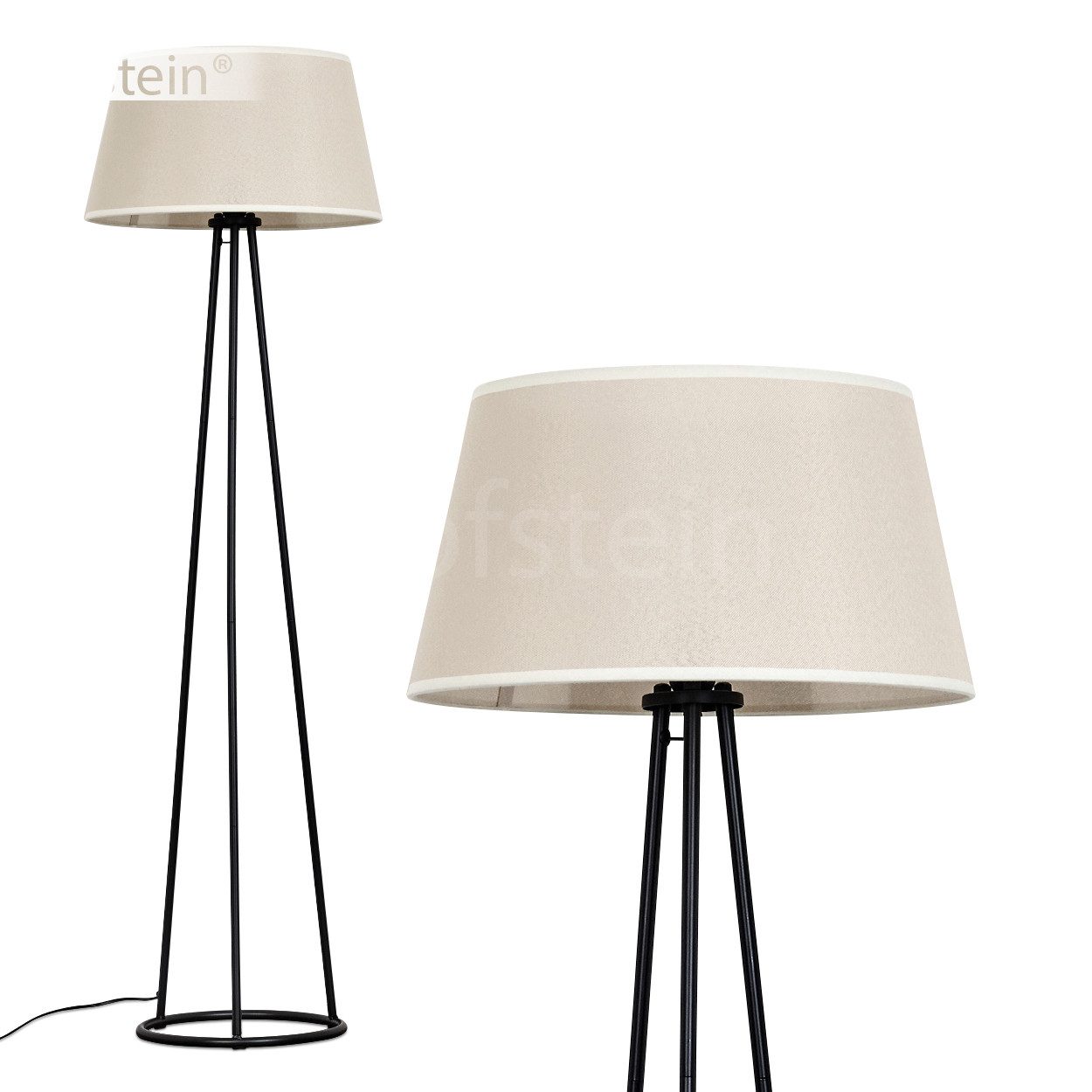 Stehlampe Stehlampe aus Metall/Stoff in Schwarz/Beige/Weiß
