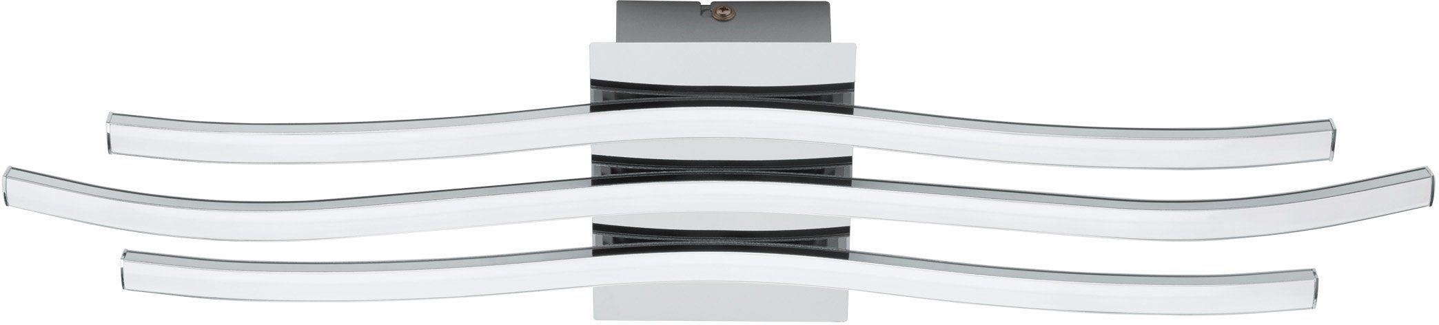 EGLO Deckenleuchte RONCADE Deckenlampe, Alu, Stahl und Kunststoff, Wohnzimmerlampe, Lampe, LED fest integriert, Warmweiß, Deckenleuchte, Schlafzimmer, L65 x B13 x H4,50 Chrom, weiß, 21W inkl.