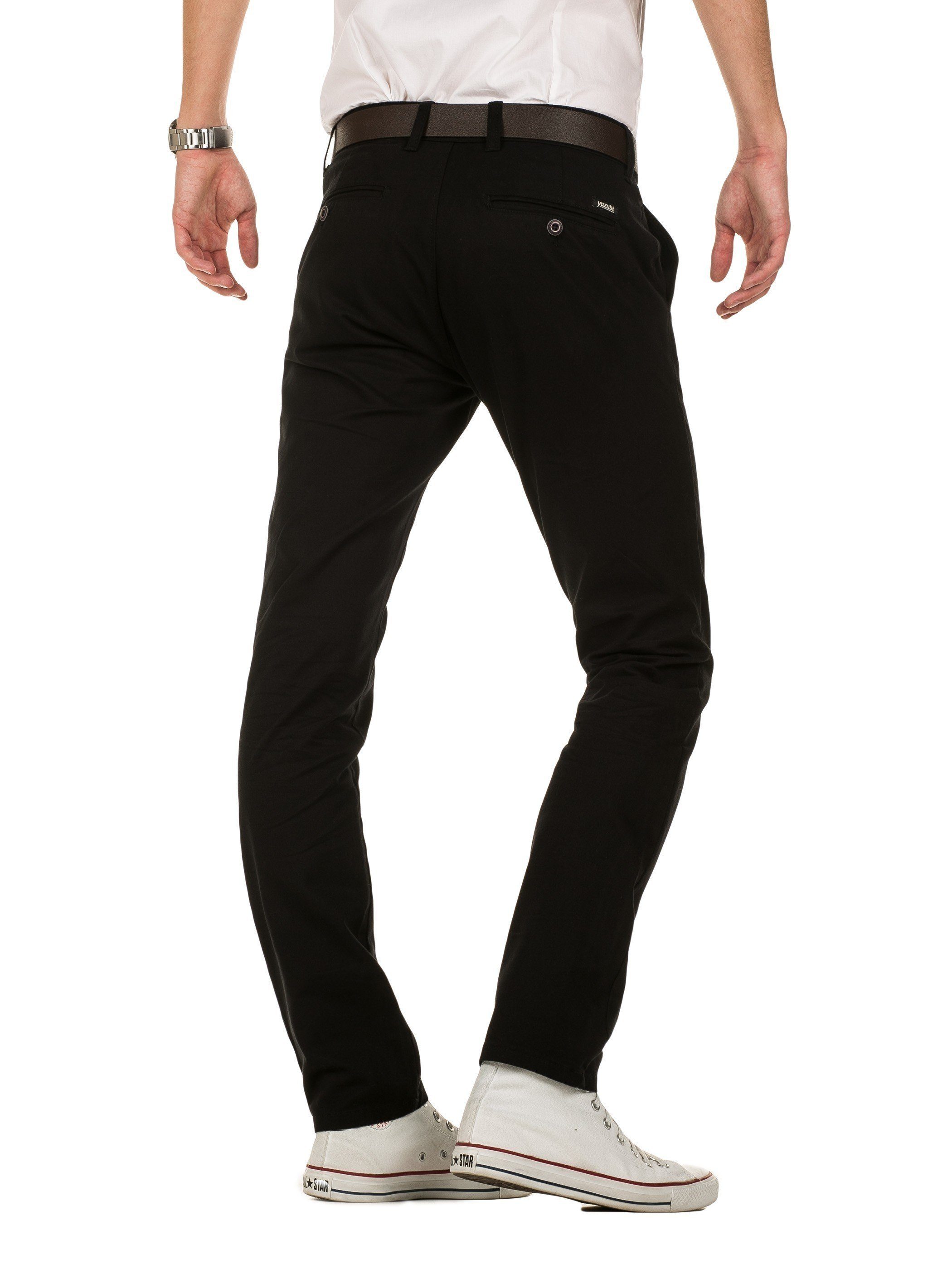 Yazubi Chinohose Kyle ( 194008) Schwarz black Gürtel Chino-Hose mit