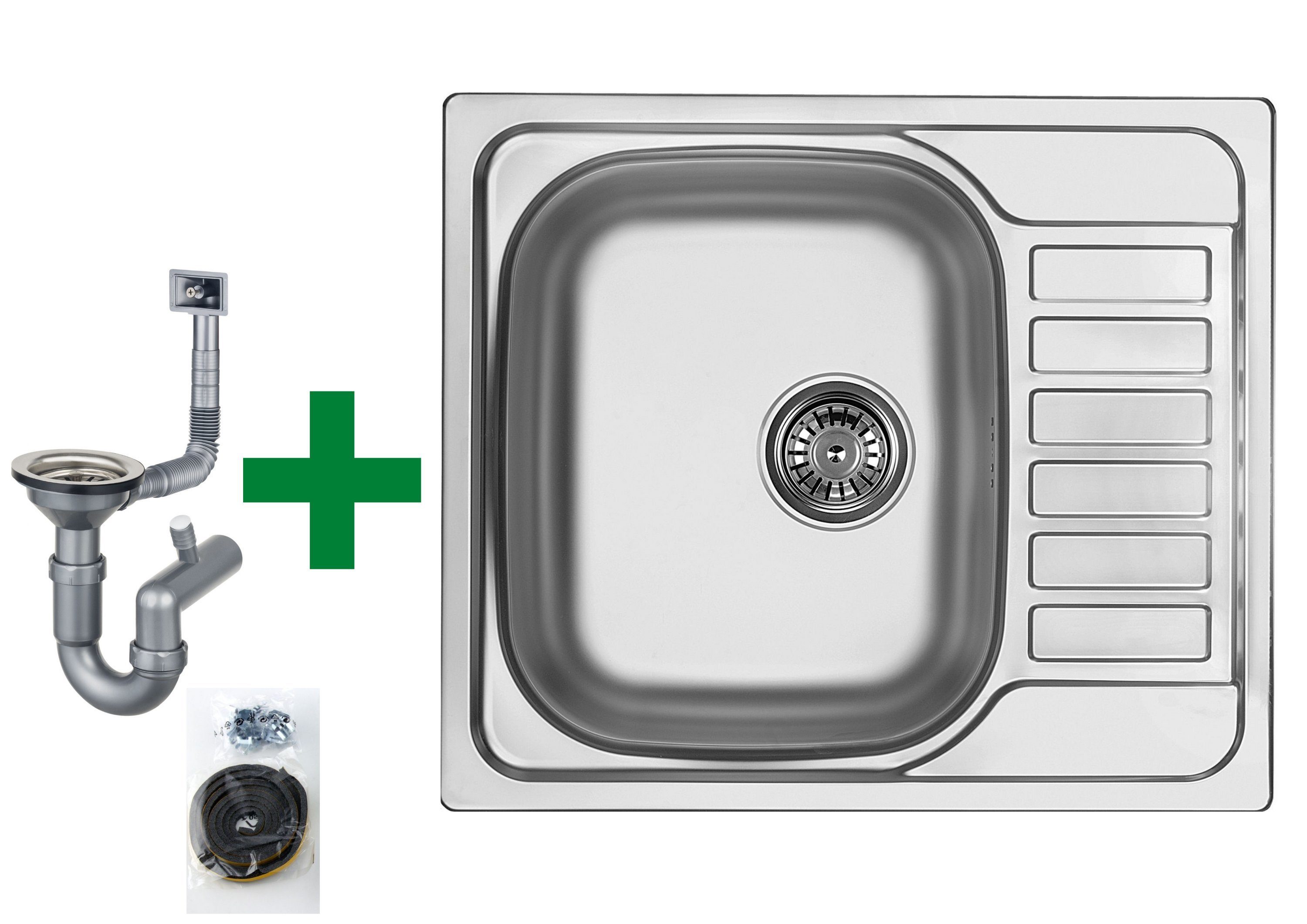 Faizee Möbel Edelstahlspüle Design Edelstahleinbauspüle 60x50,5 cm inkl. Zu günstig online kaufen