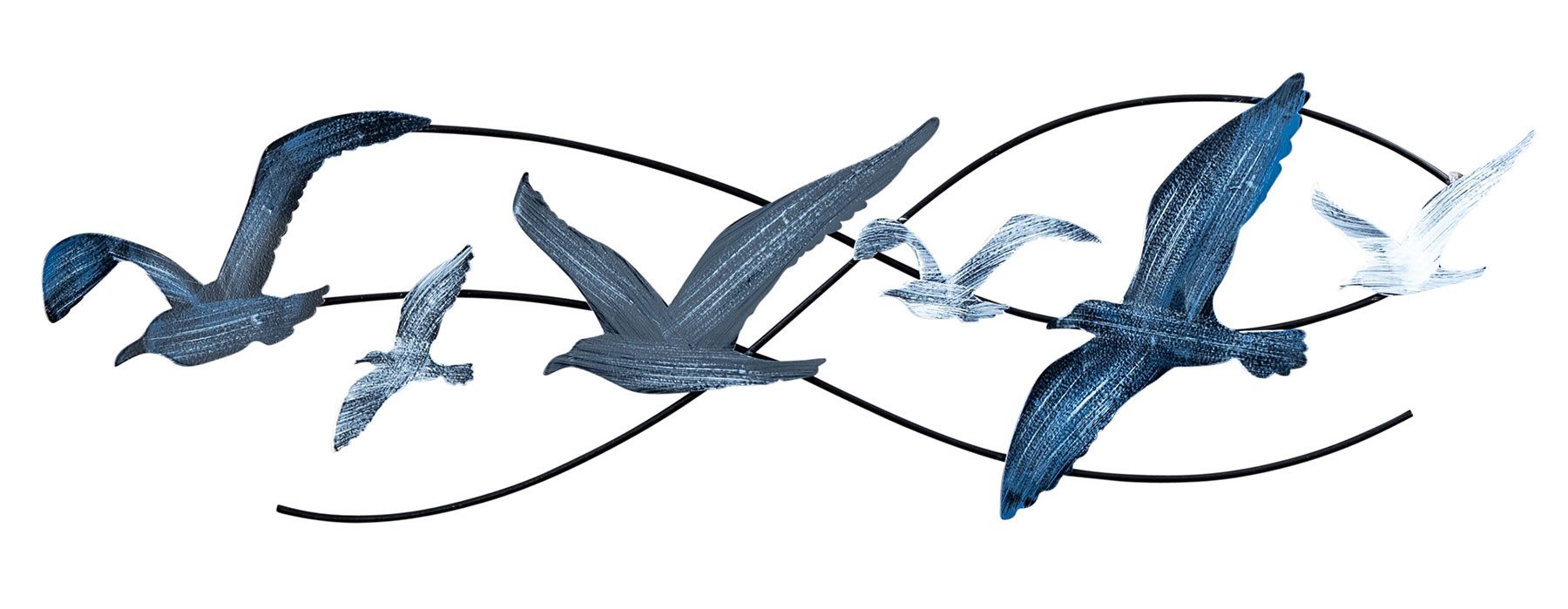 Levandeo® Wandbild, Wandbild Metall Möwen L60cm Blau Grau Creme Maritim Wan günstig online kaufen