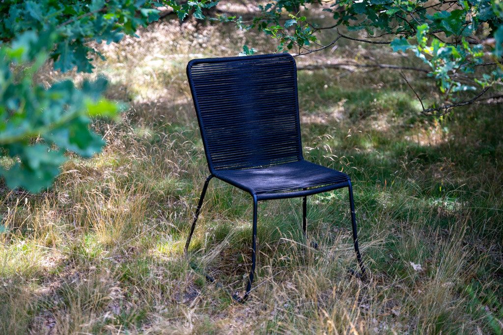 SAM® Gartenstuhl Asra, Outdoor-Seilstuhl, Farbe Schwarz, mit Eisen-Gestell