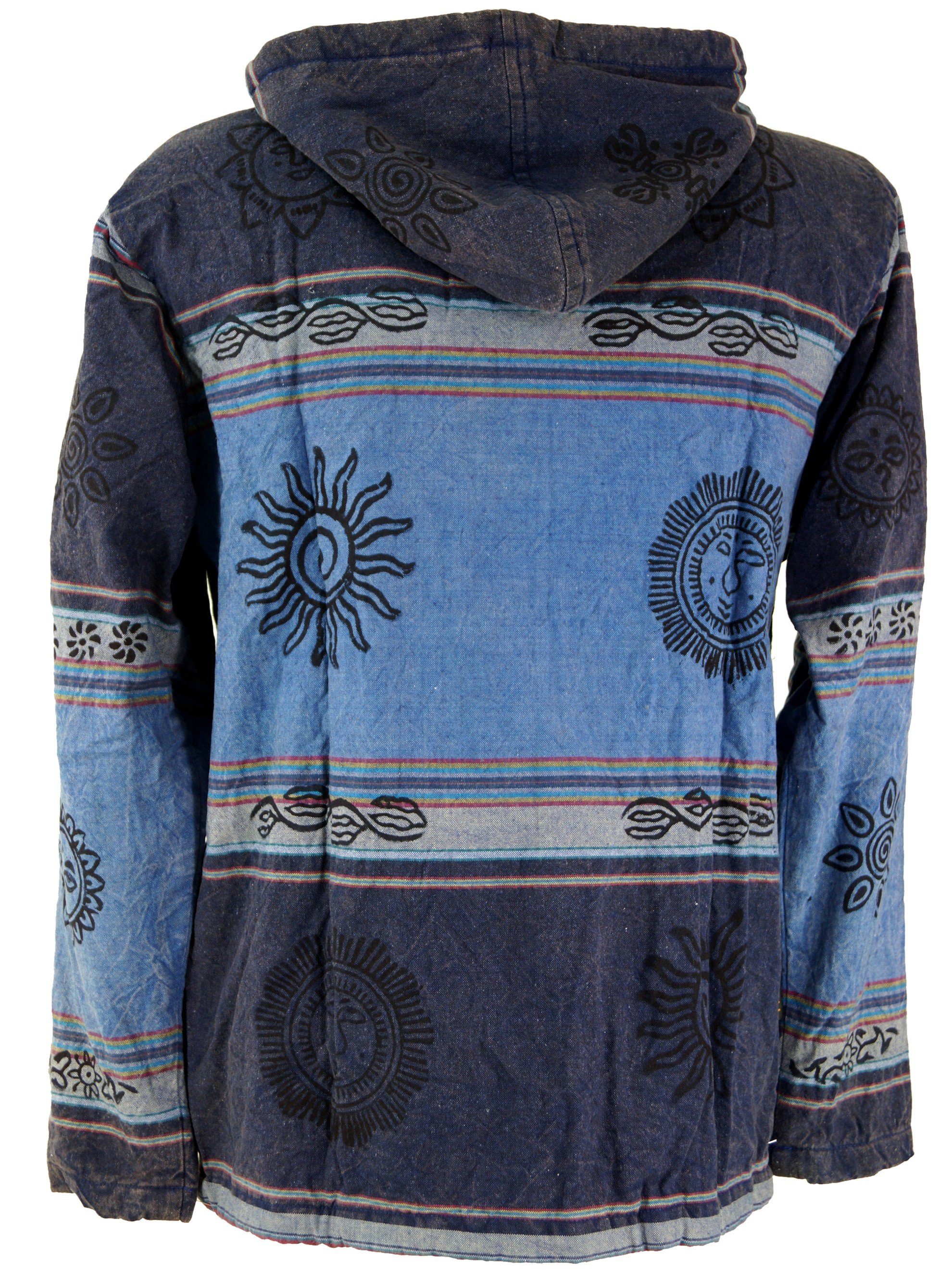 - Strickjacke Jacke alternative Guru-Shop Ethno blau Jacke, Bekleidung Kapuzen Goa