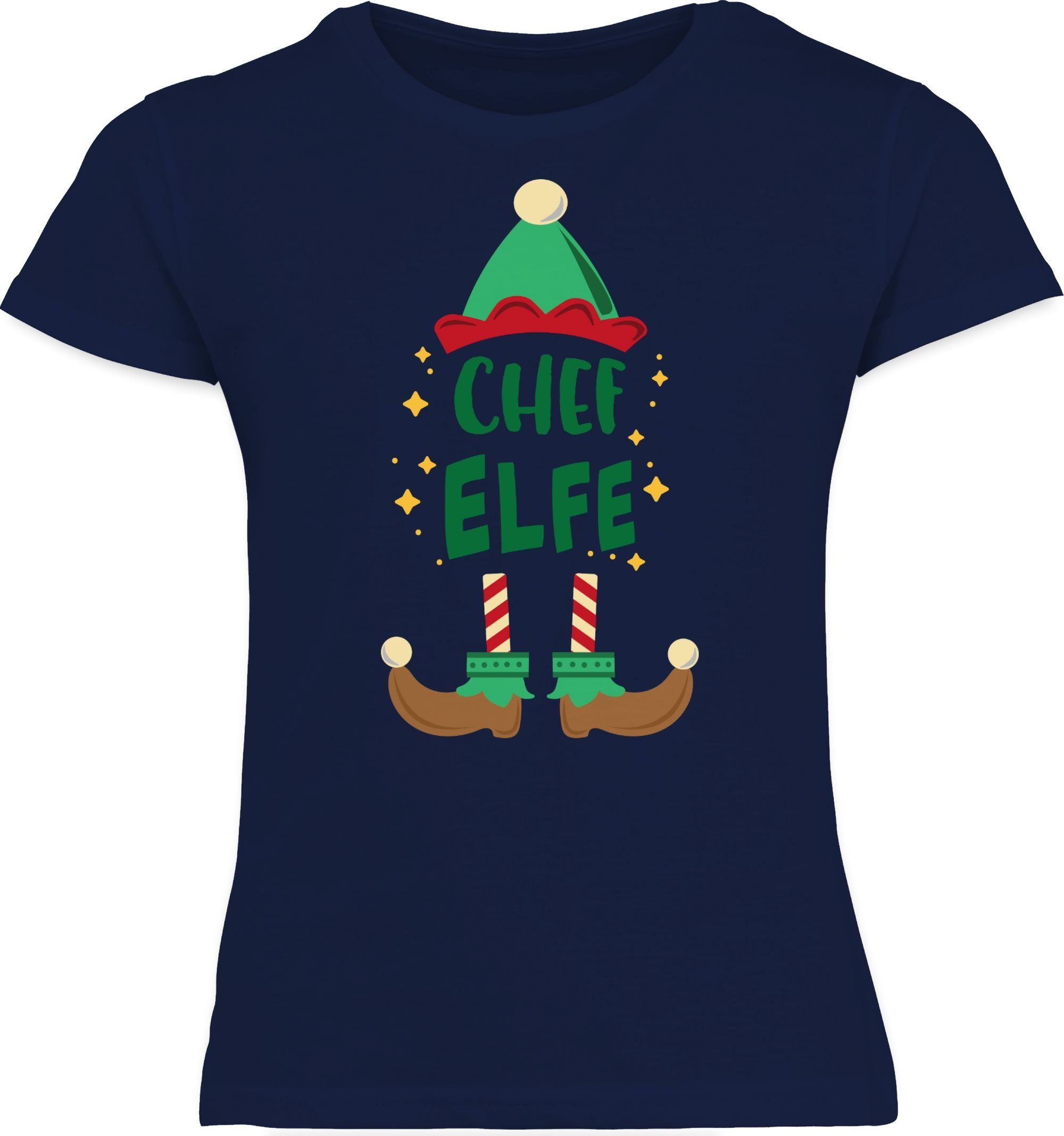 Shirtracer T-Shirt Weihnachten Dunkelblau Kleidung Weihnachten 2 Elfe Kinder Chef