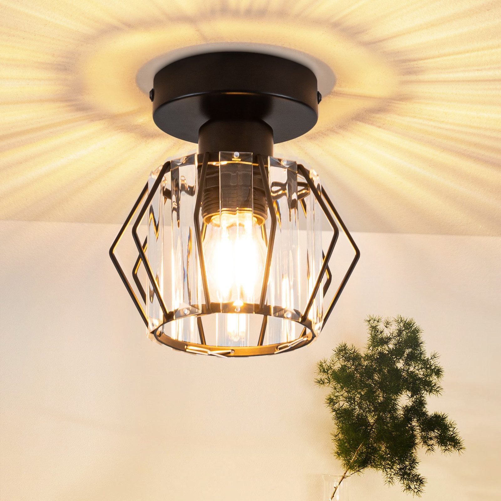 Nettlife Deckenleuchte Vintage Schwarz Kristall Modern E27 Küchenlampe Meta günstig online kaufen